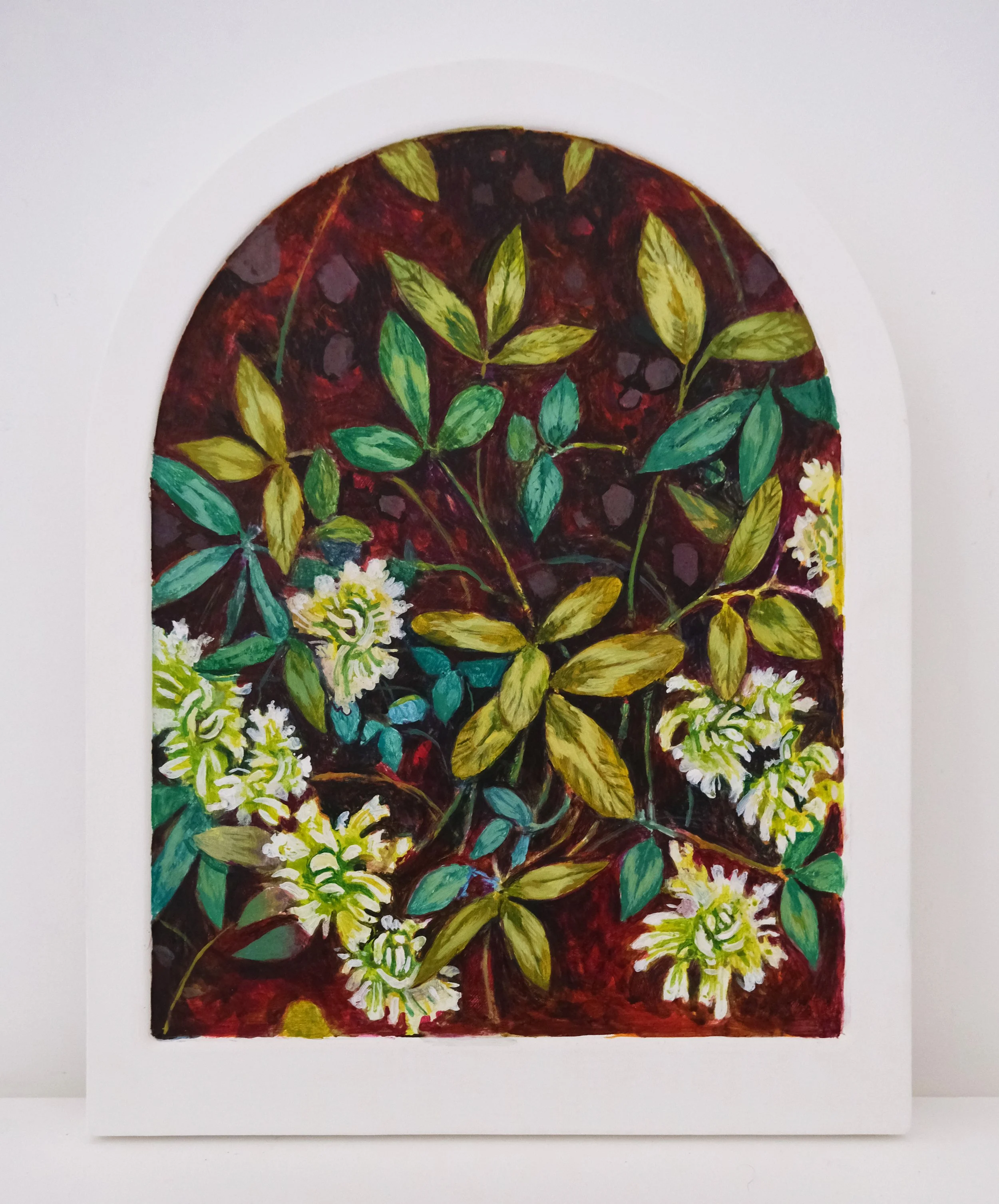   Kate's Mountain Clover , 2025 egg tempera on panel  18 × 13 inches 