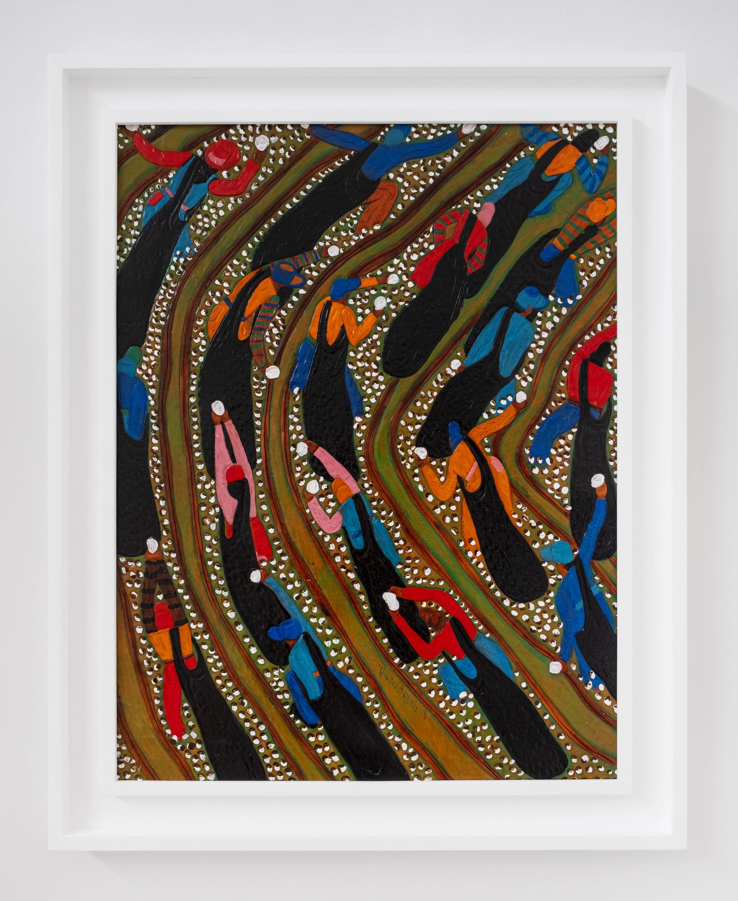   Untitled , c. 2012 - 14 dye on carved and tooled leather 32 x 25 inches (81.3 x 63.5 cm) 