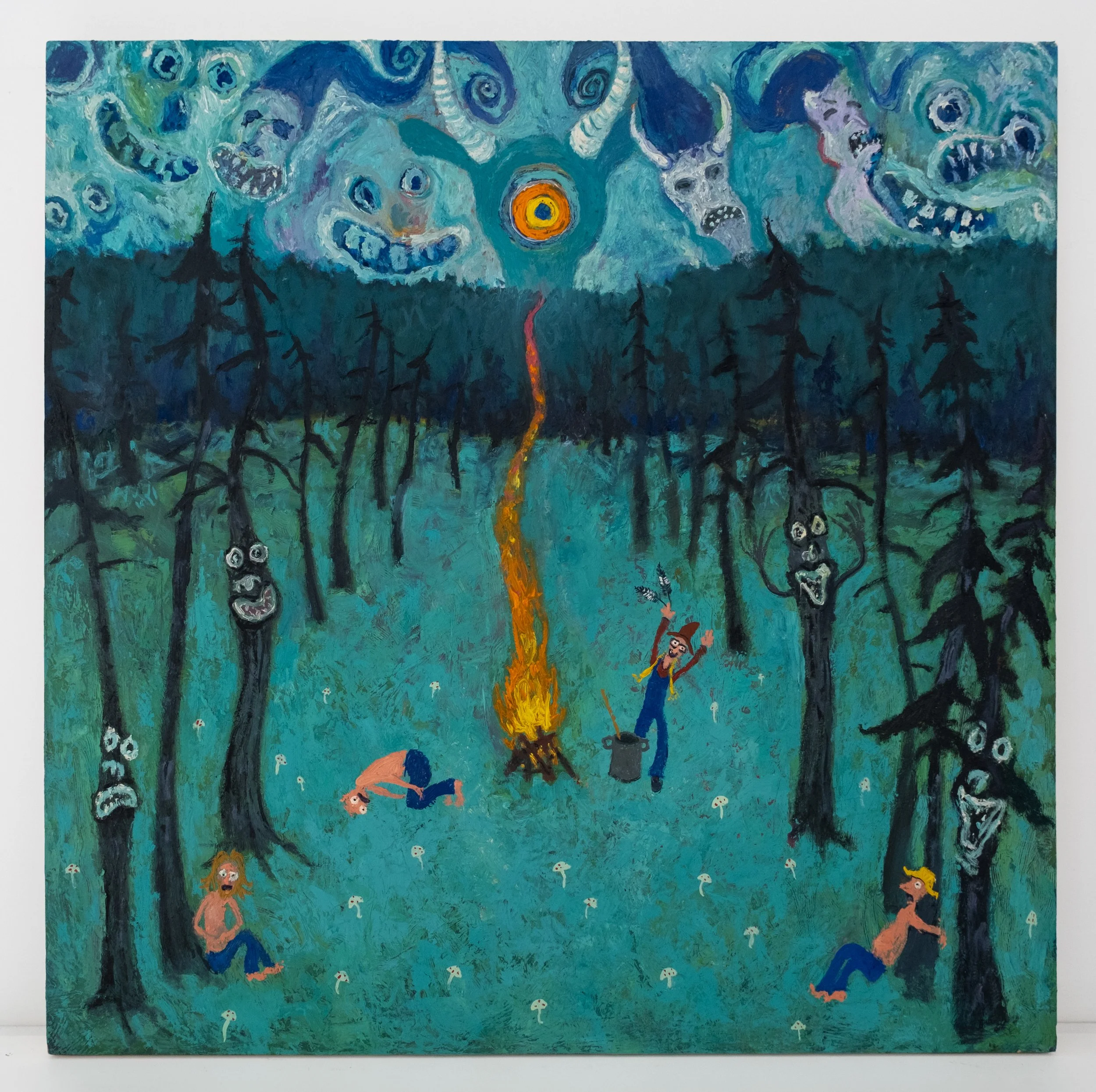   Kentucky Ayahuasca and Magic Mushroom Wellness Retreat,  2024 oil and cold wax on panel 36 x 36 inches (91.4 x 91.4 cm) 