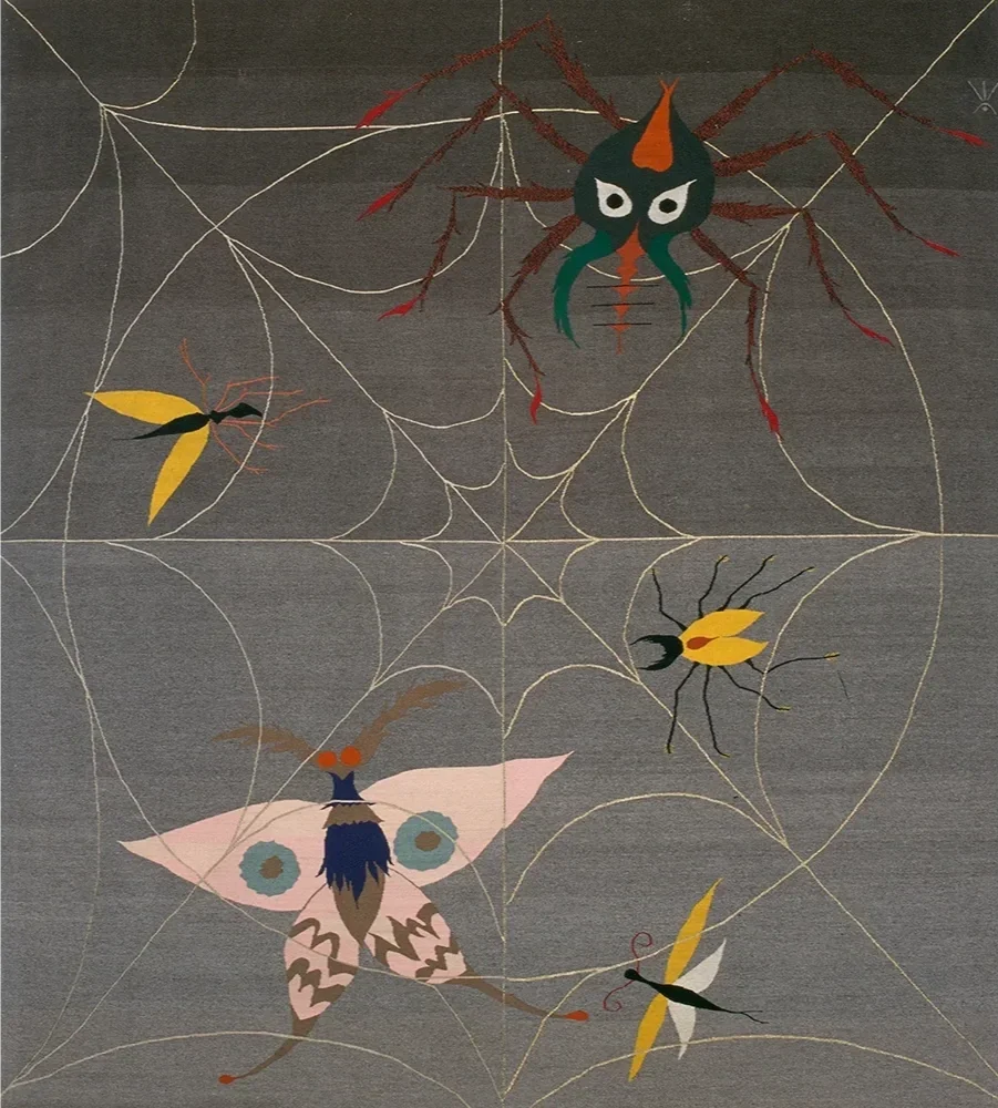   Spiderweb (for Edward James) , 1948 woolen tapestry 90 x 82 inches (228.6 x 208.3 cm) 