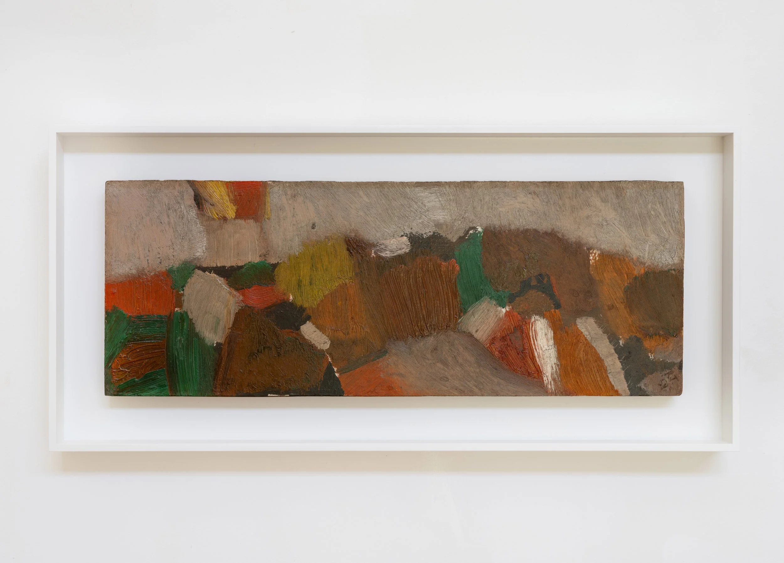   Landscape (Abstraction) , 1958 oil on masonite mounted to wood stretcher 7 x 19 inches (17.7 x 48.2 cm) 