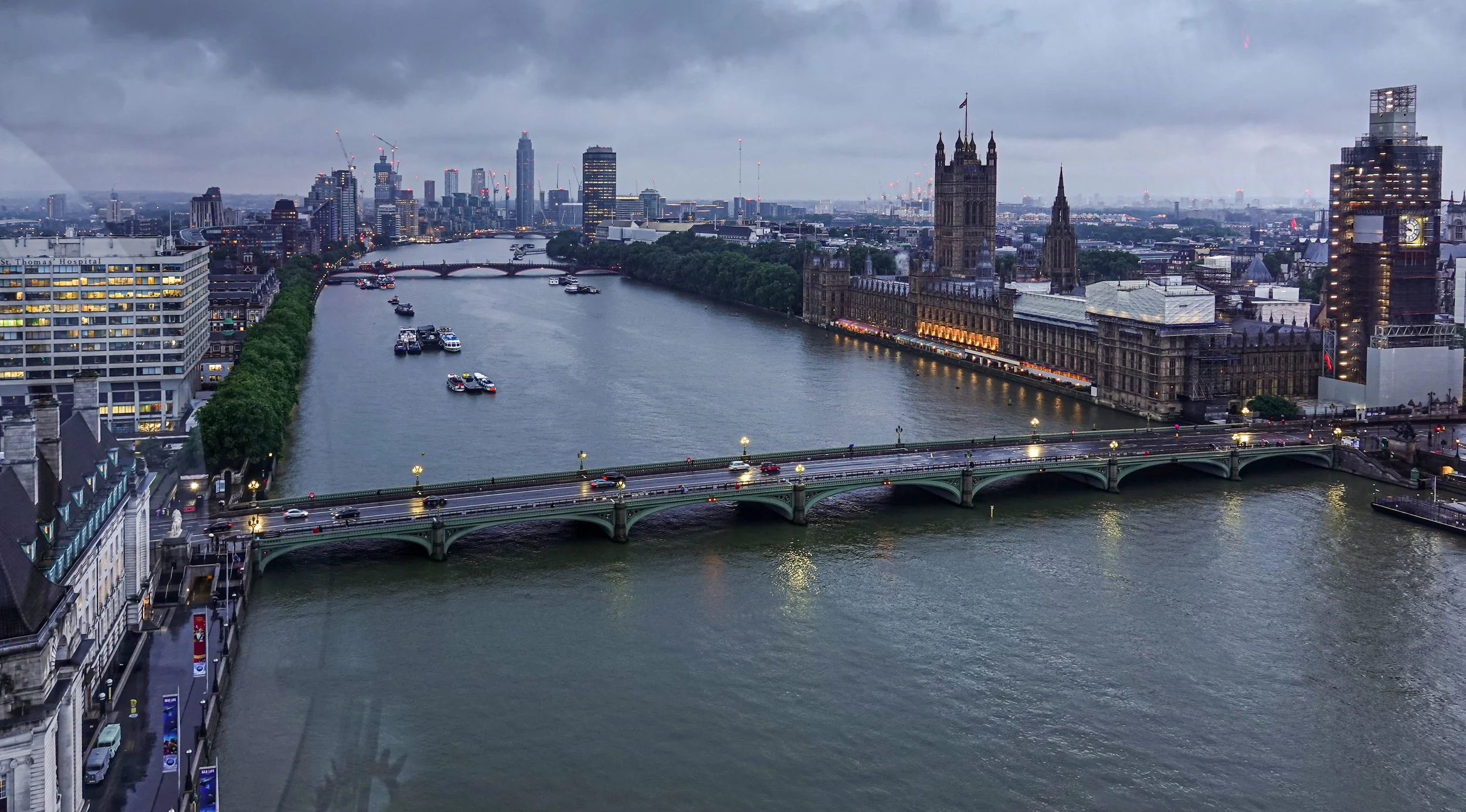 The Westminster Bridge with Parliament and Big Ben behind it