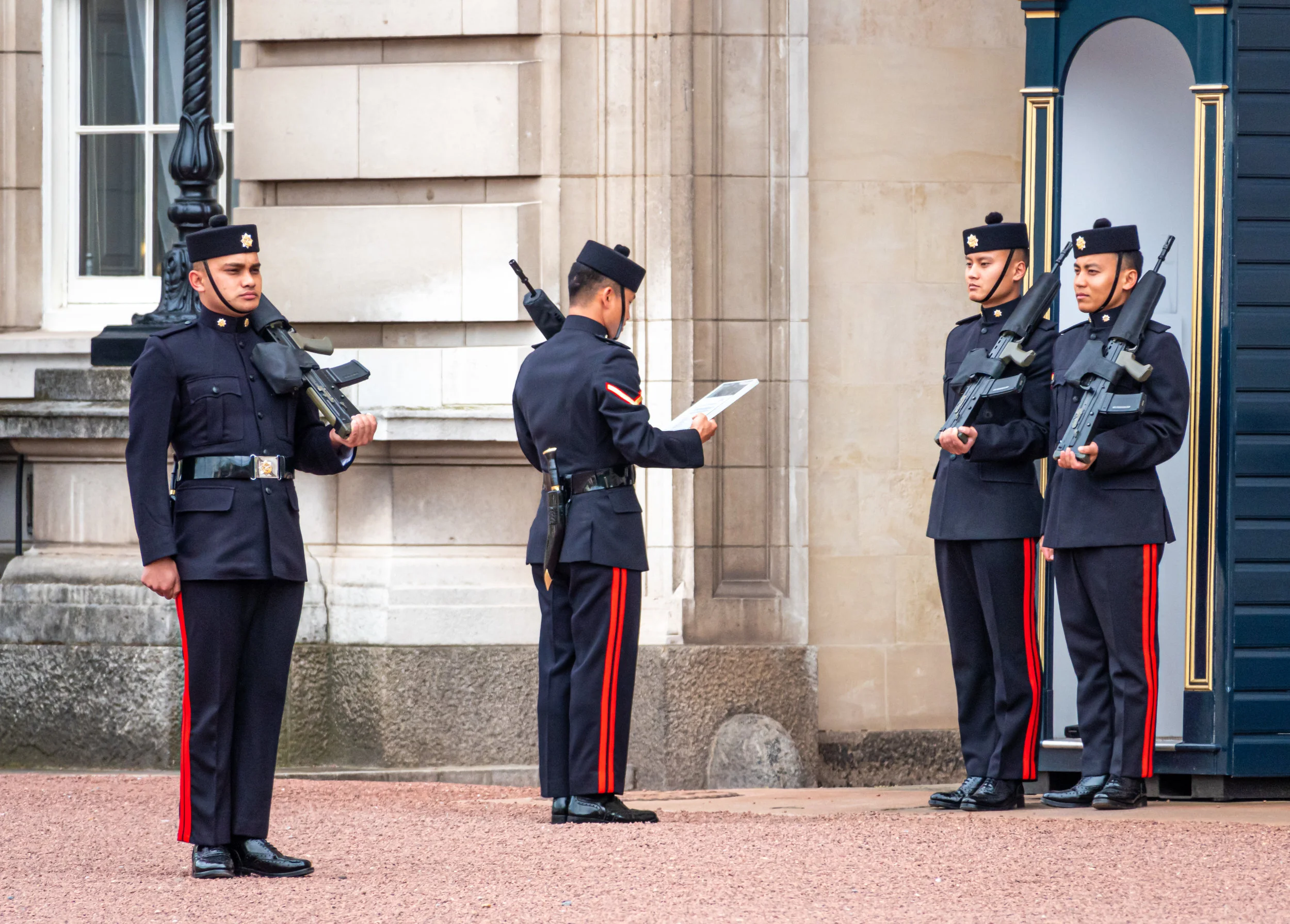 The Queen’s Own Royal Ghurka Logistic Regiment Guard changing shifts