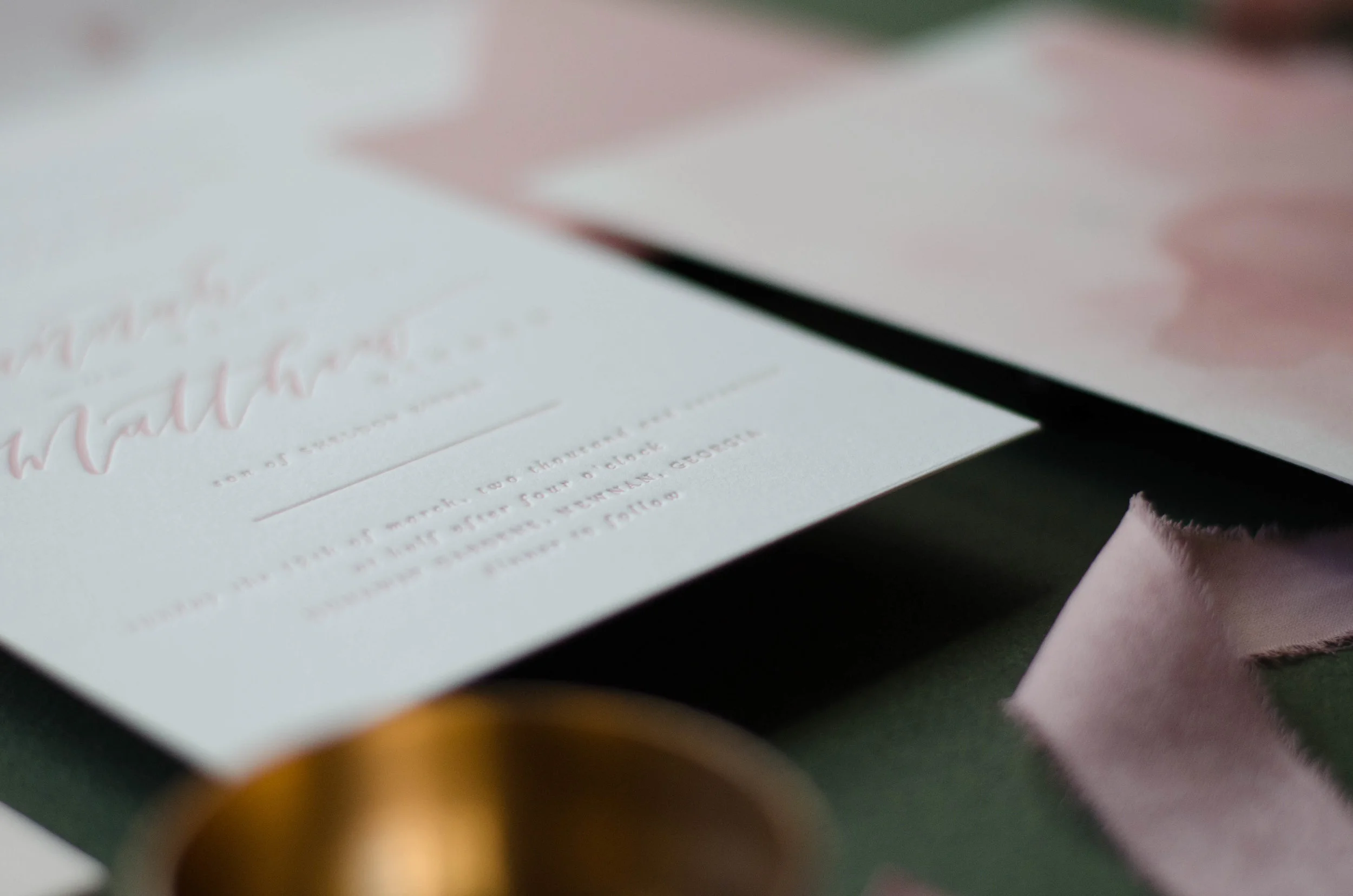 Dusty Rose Letterpress and Watercolor Illustration