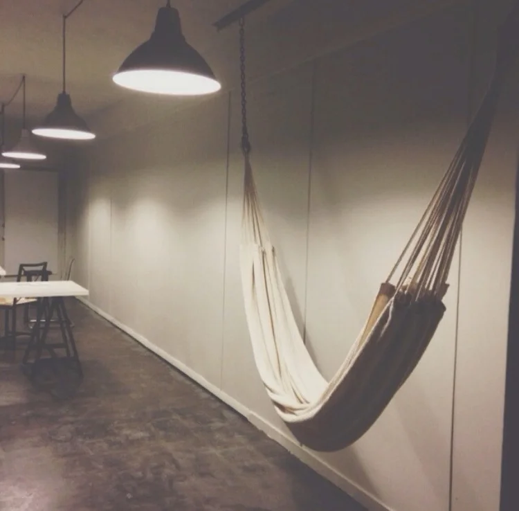 A hammock was a most in the studio with those long hours