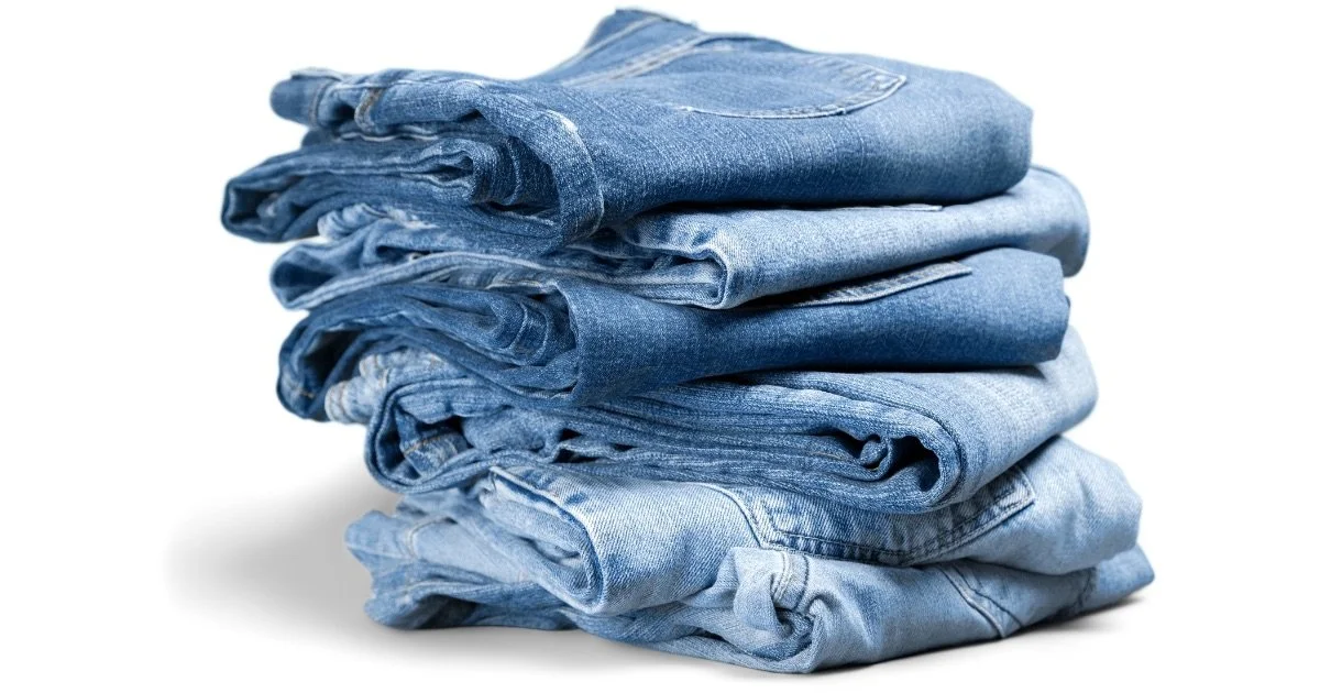 Stack of folded jeans