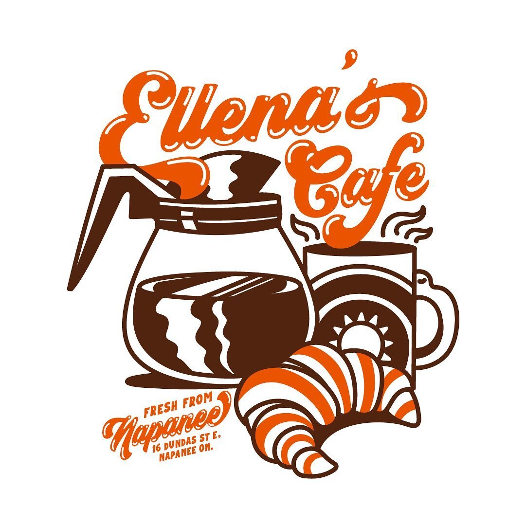 Had the chance to creat this super fun retro cafe design for @ellenas_cafe. If you're in Napanee  heck them out and grab a tote! Thanks pals.