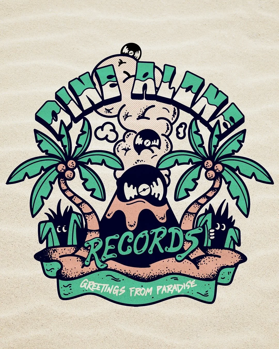 Channeling summer with @dinealonerecords &quot;Hidden Island&quot; T-shirt design 🌋🌴🎸