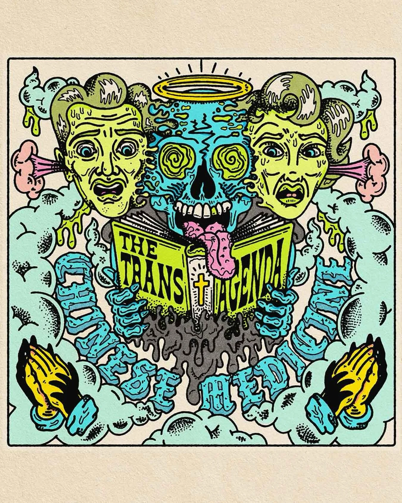 Happy Trans Visibility Day. Congrats @chinamedsband @twinfangrecords on the upcoming release of &quot;The Trans Agenda&quot; was a pleasure to illustrate this album art. Thank you friends.