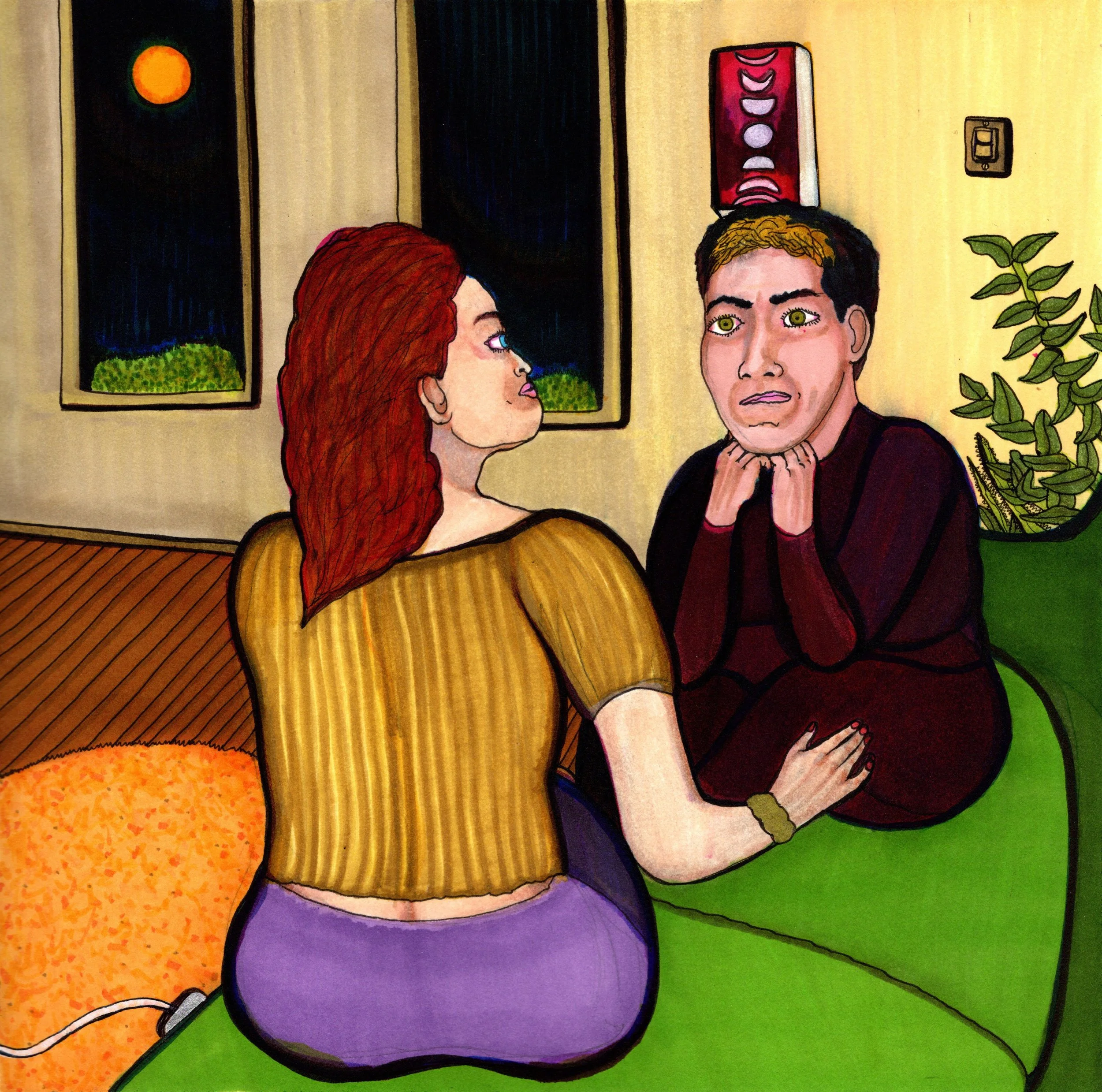  “Blood Moon (Eclipse Quarrels)”  ink on arches paper  12.25” x 12.25”   2022  Joe Paulk ©   