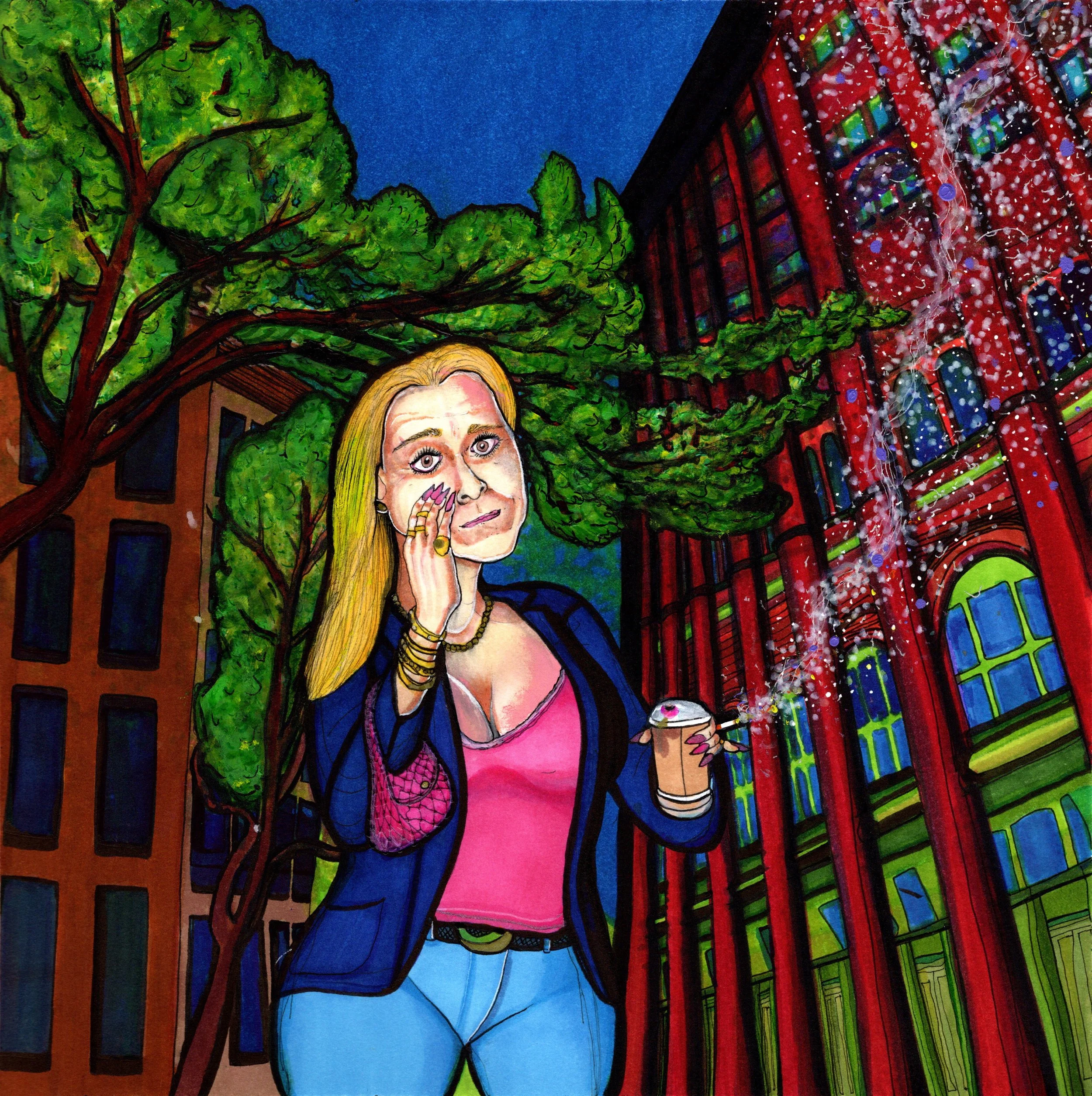  “Puck”  acrylic, ink on arches paper  12.25” x 12.25”  2022  Joe Paulk © 