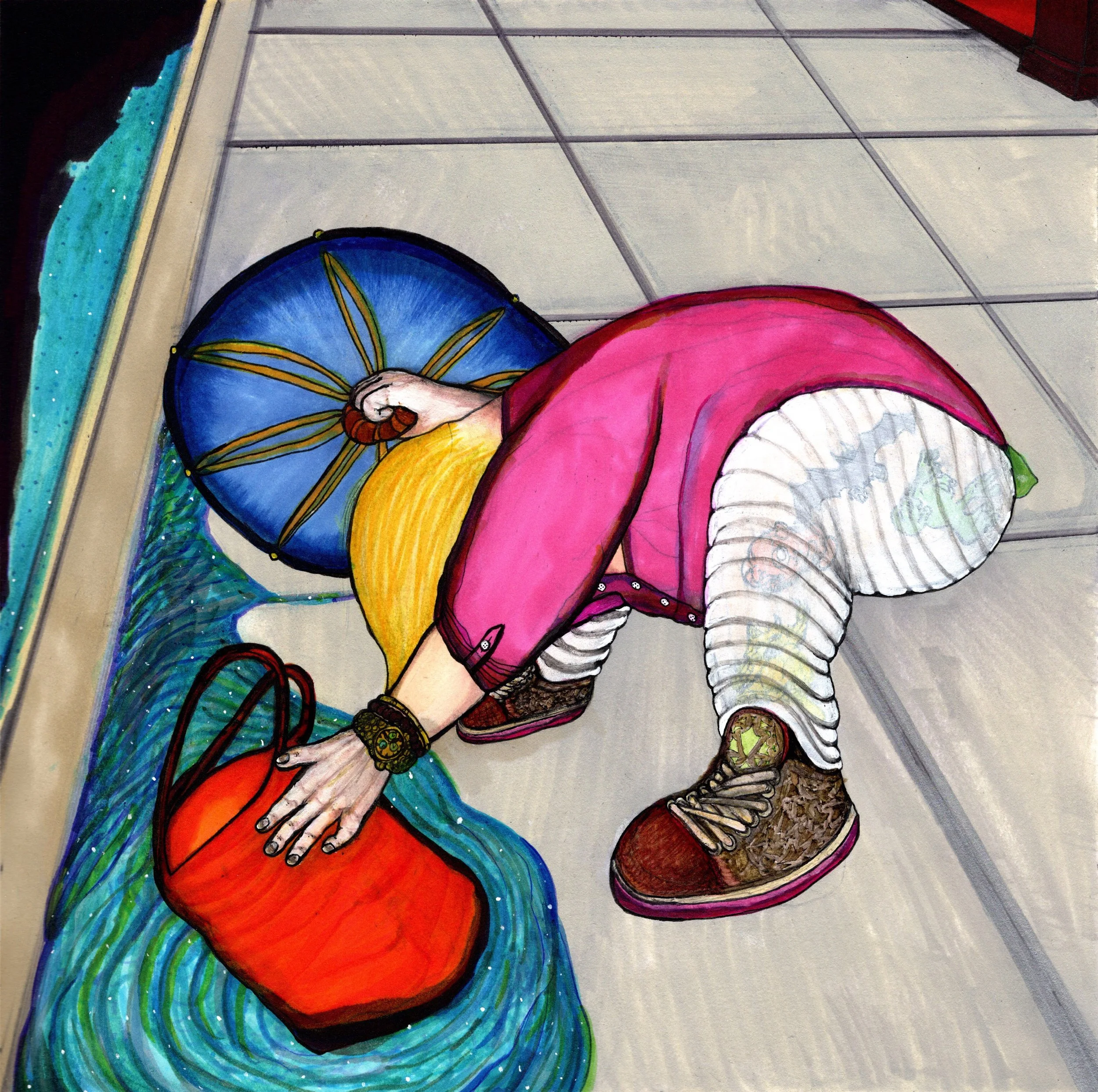  “Eating my Wallet to make me Tame”  acrylic, gesso, ink, pencil on arches paper  12.25” x 12.25”  2022  Joe Paulk © 