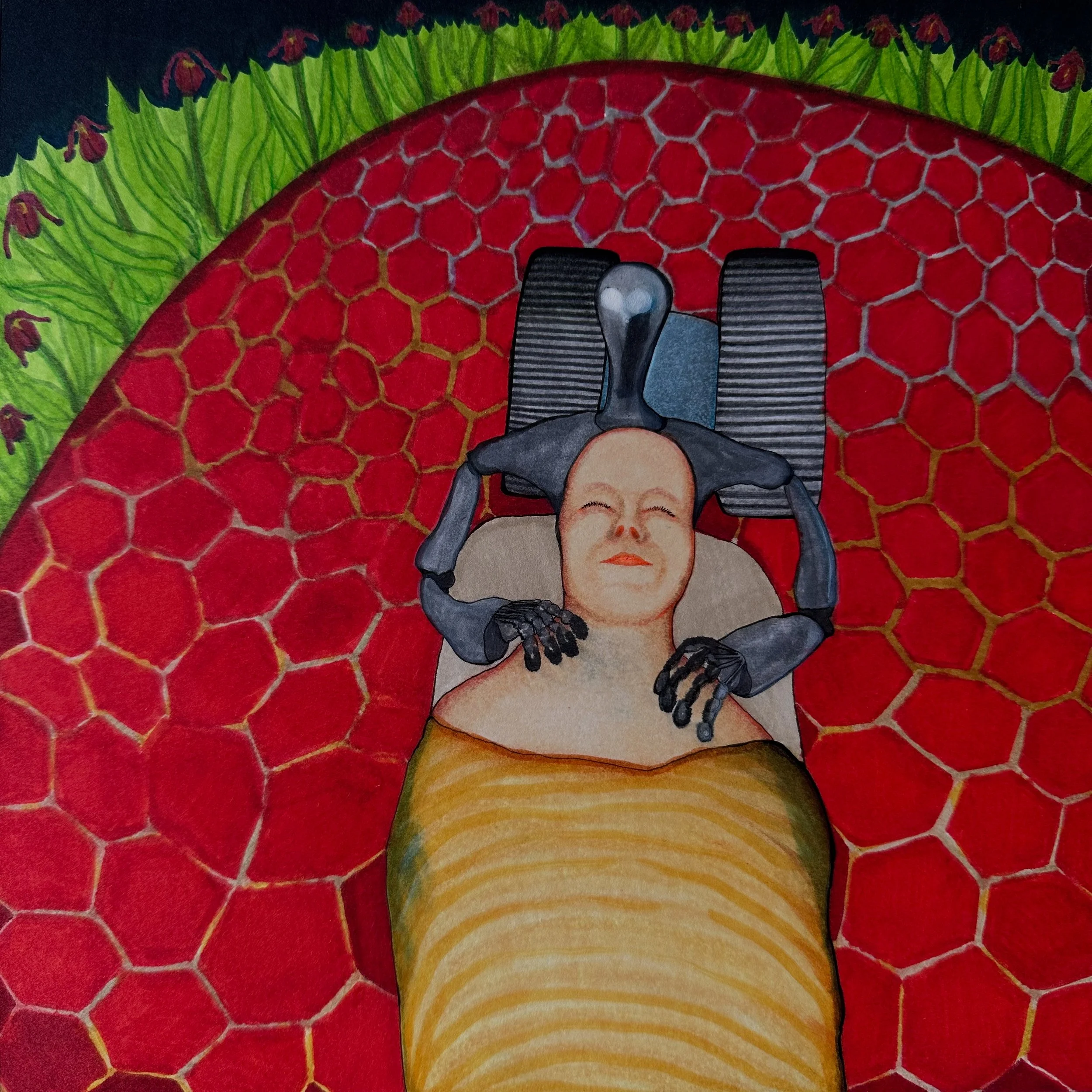  “Counterintuitive”  ink on arches paper  12” x 12”  2025  Joe Paulk © 