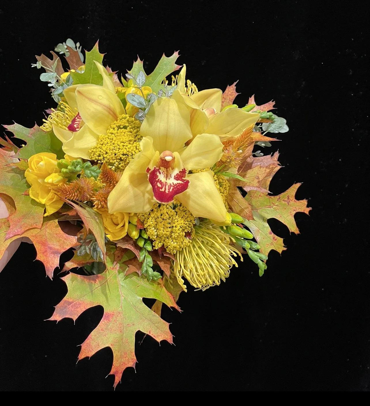 fall- webpage- yellow orchids-pincushion-freesia-yarrow.jpeg