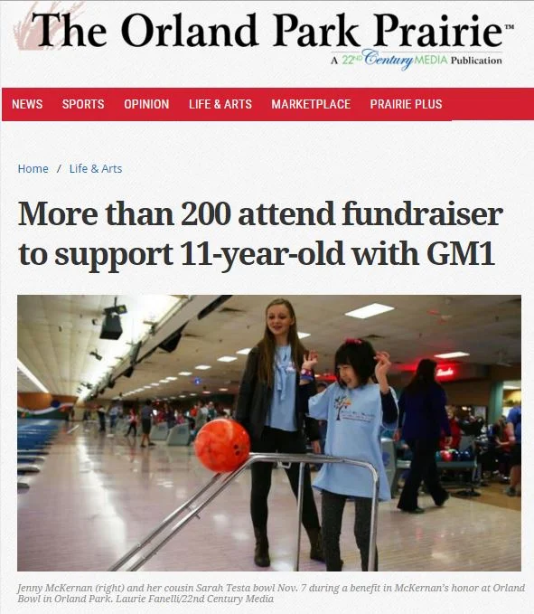 Jenny's GM1 Journey Bowling Event Makes Local Headlines