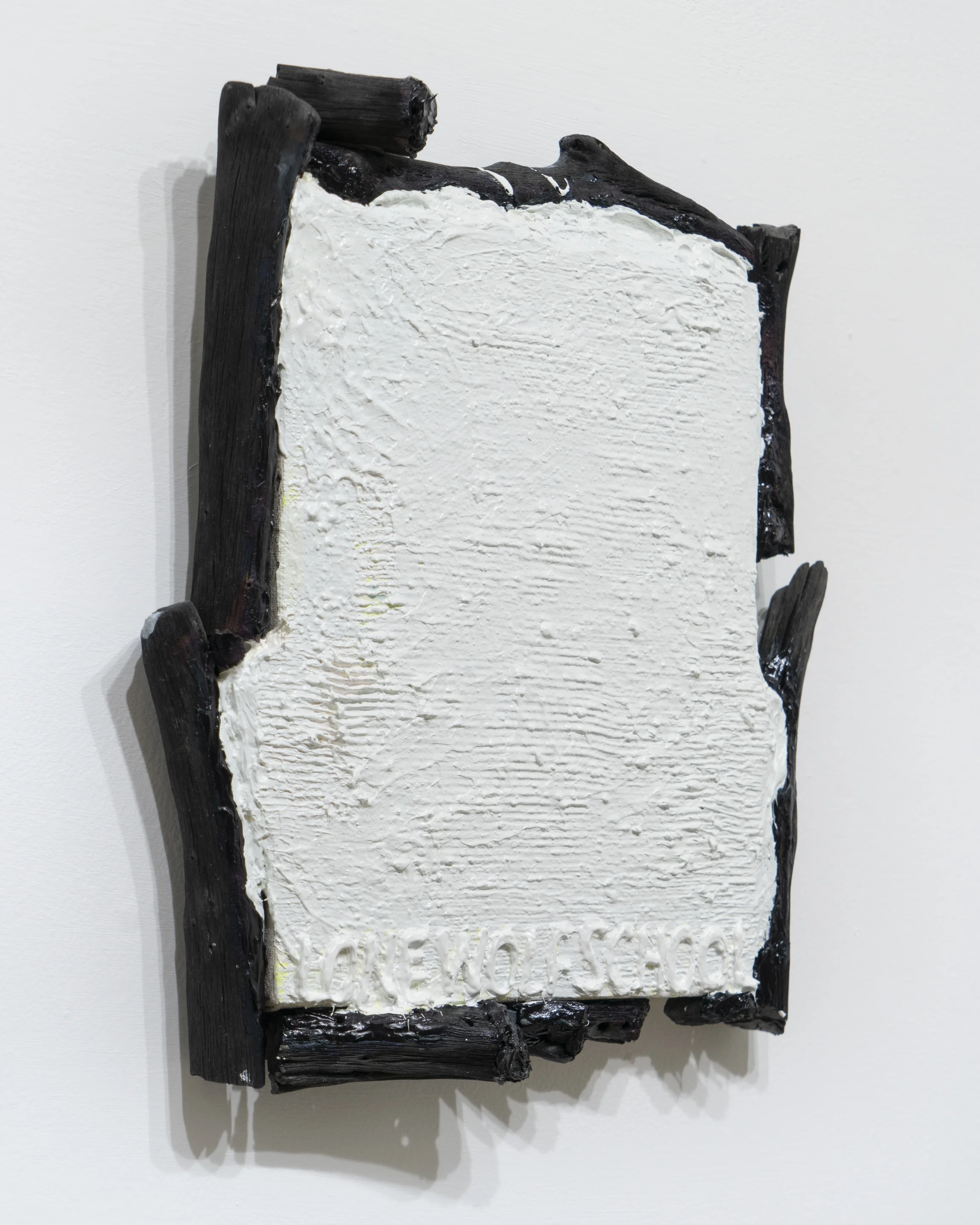 Lone Wolf School II Acrylic and oil on canvas with water-purifying charcoal 12 x 10 x 2 inches 2018