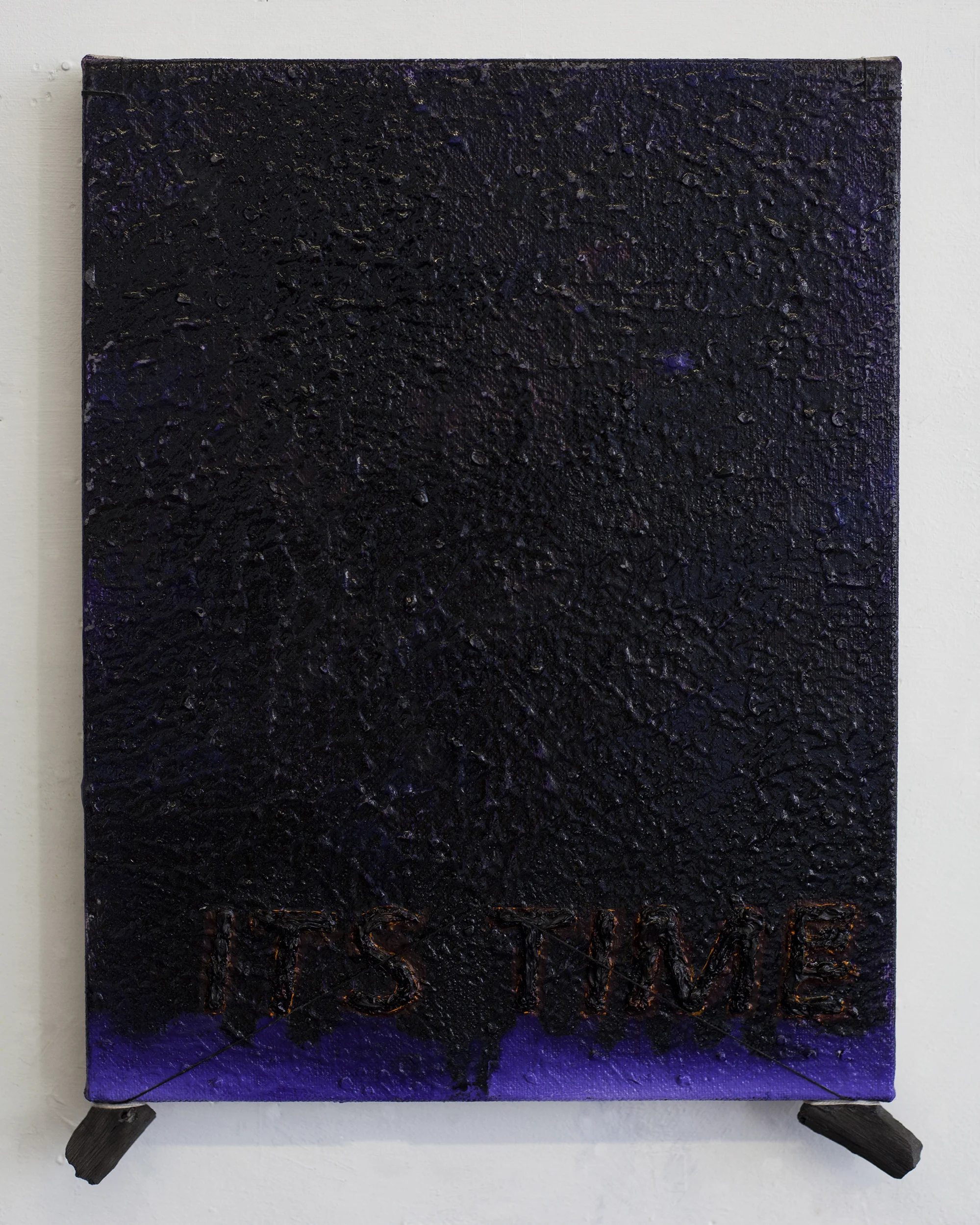 It’s Time II Oil and acrylic on linen with water-purifying charcoal, handmade paint 14 x 10 inches 2017