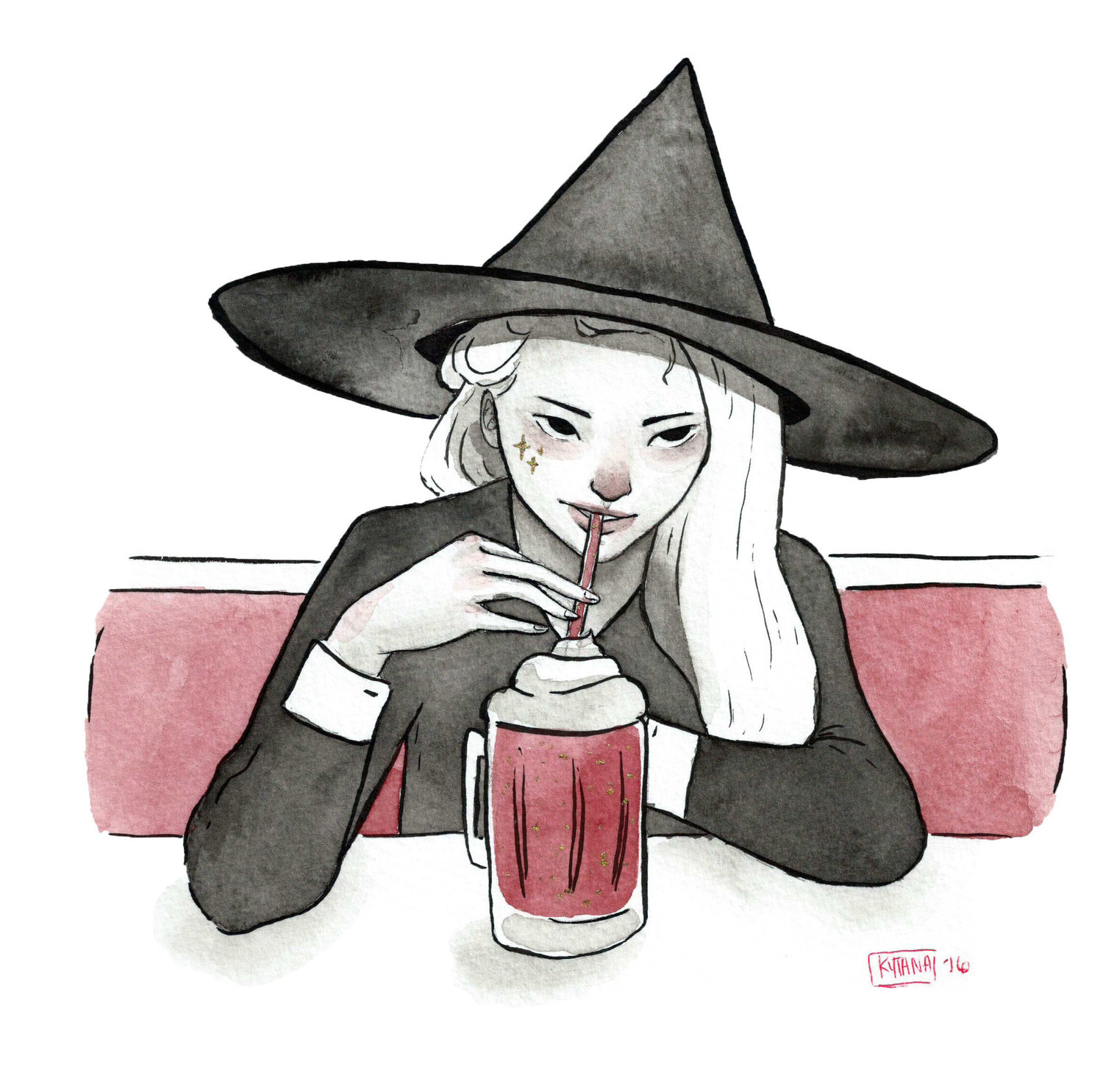blood witch, ink + watercolor, 2016
