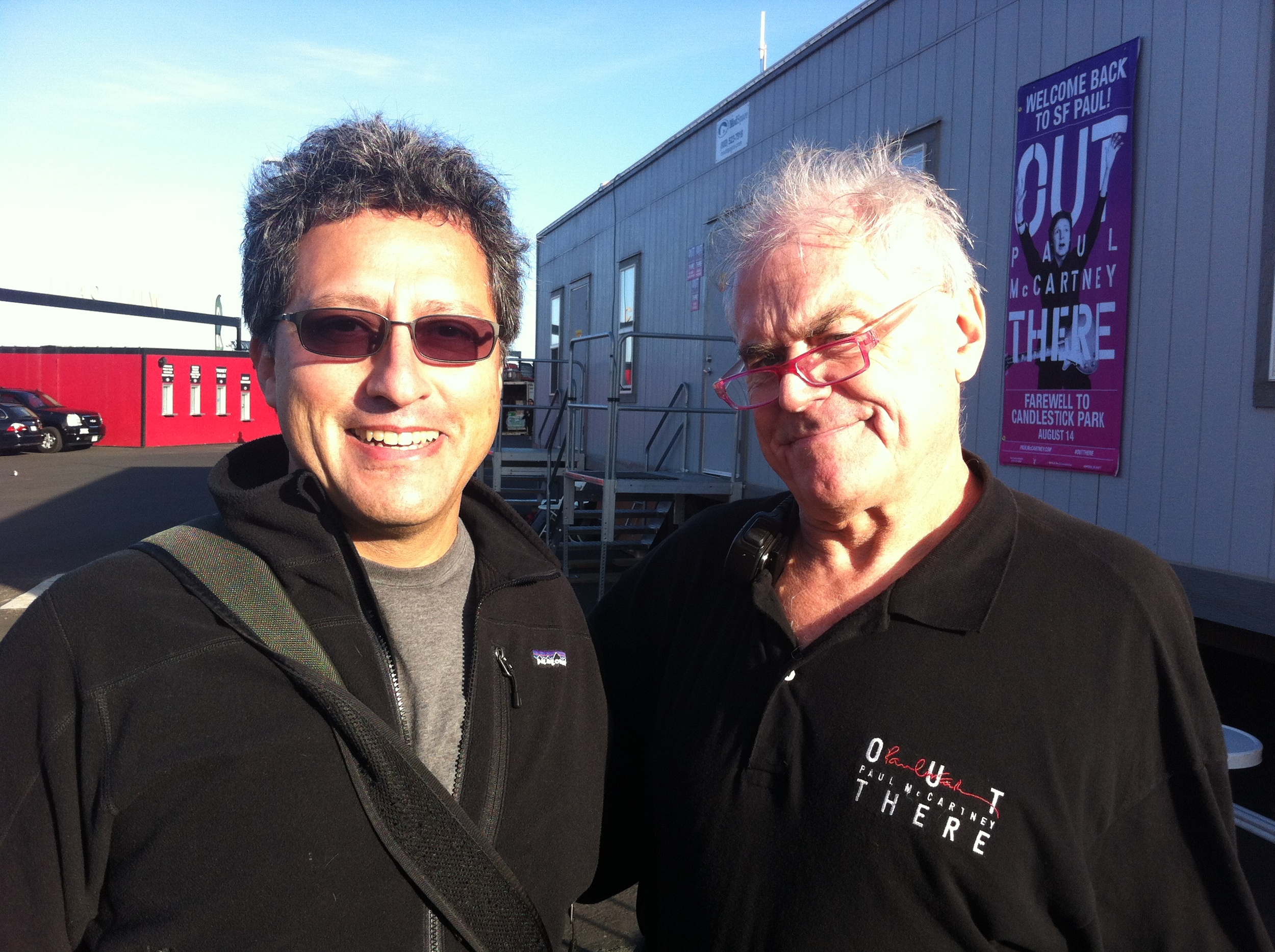 With new friend and legendary guitar tech Sid Pryce at the Farewell to Candlestick Park concert