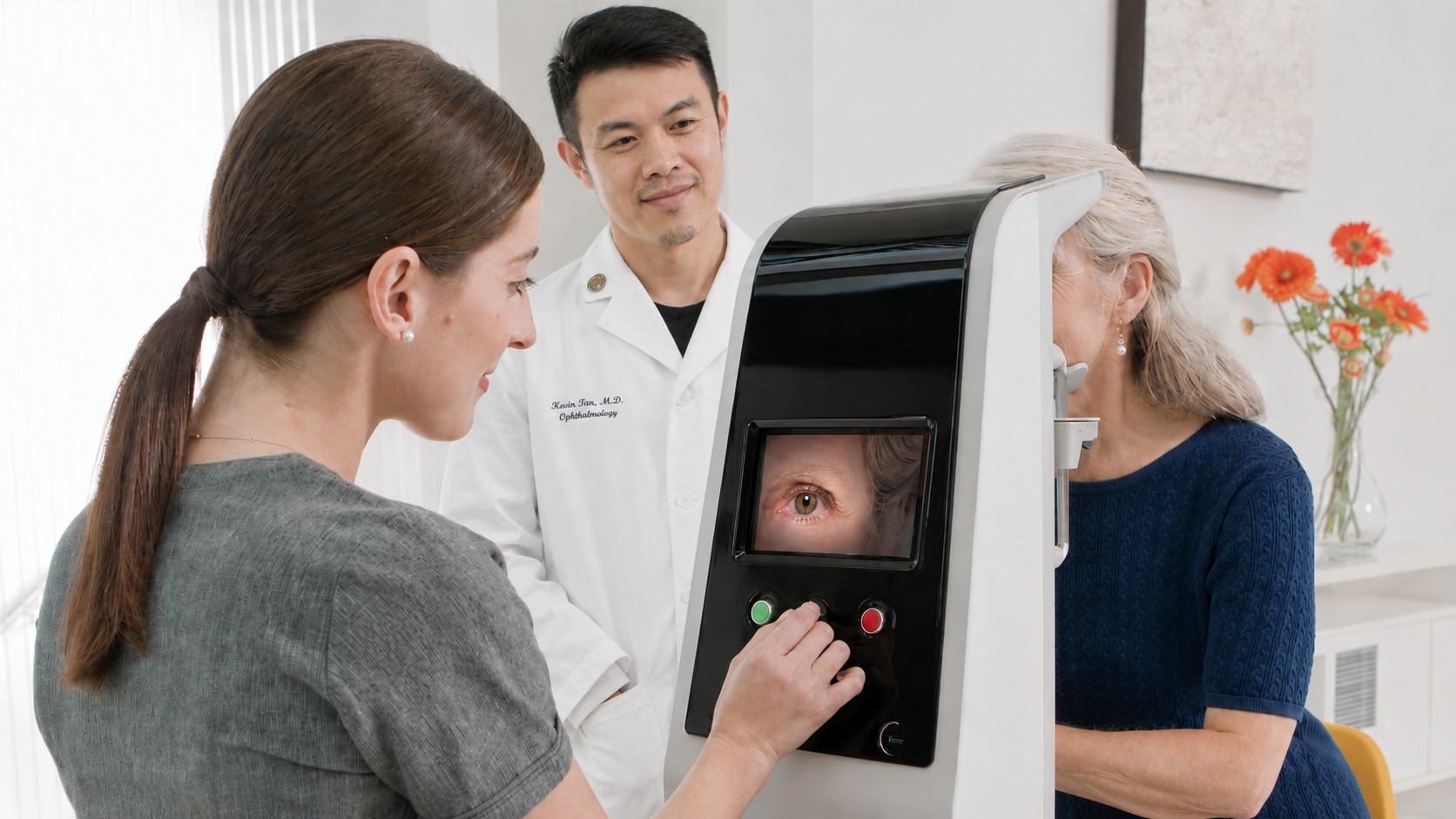 Patient is being positioned for our in-office Valeda Light Therapy procedure.
