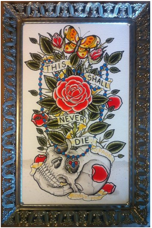 Rose Skull and Butterfly painting, Artwork Jeffery Page Long Beach Artist
