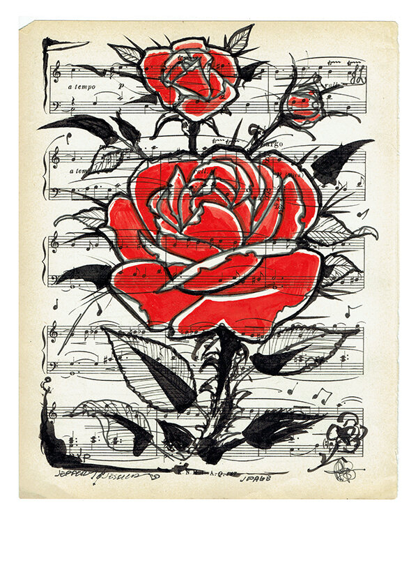 Jeffery-Page-Portfolio-Los-Angeles-Artisit-Tattoo-Avant-Garde-Provocateur-LA-DTLA_South-Bay-California-Morning-Coffee-Projects-Red-Roses-Music-Notes.jpg