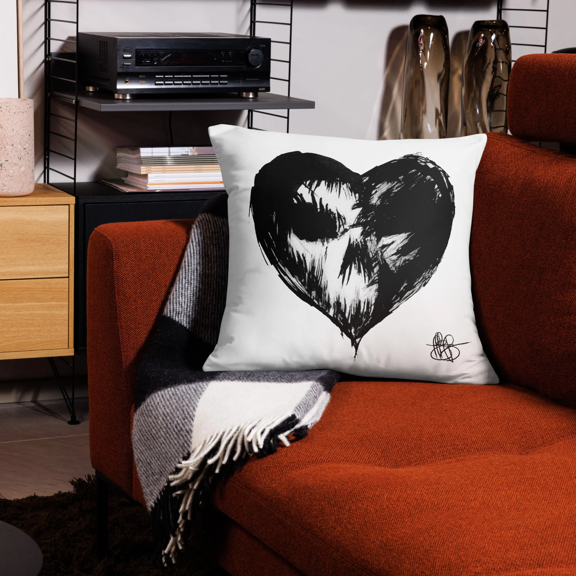 Heart Skull Emo Ambience Pillow by Los Angeles Avant Garde Provocateur Artist Jeffery Page Perfect for that bedroom decor of gothic sense