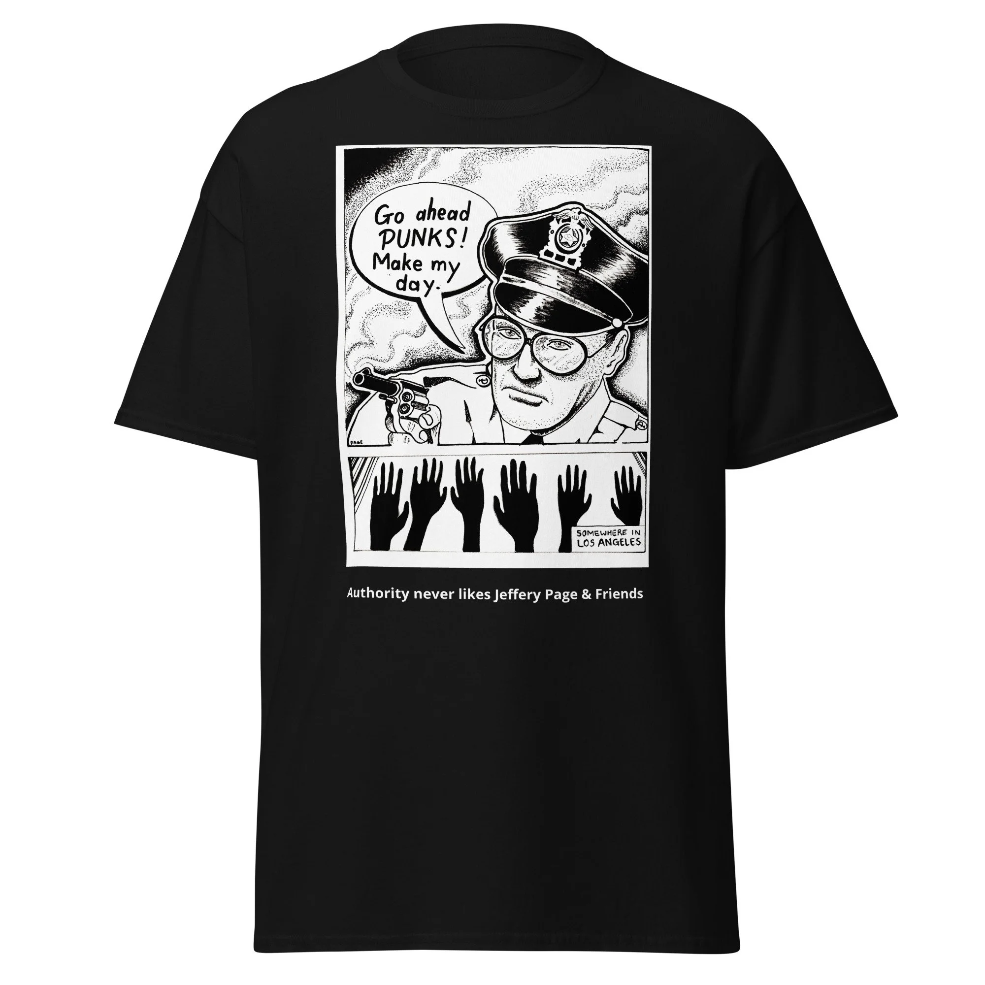 Authority Never Likes Jeffery Page and Friend Ink Drawing of Los Angeles Design