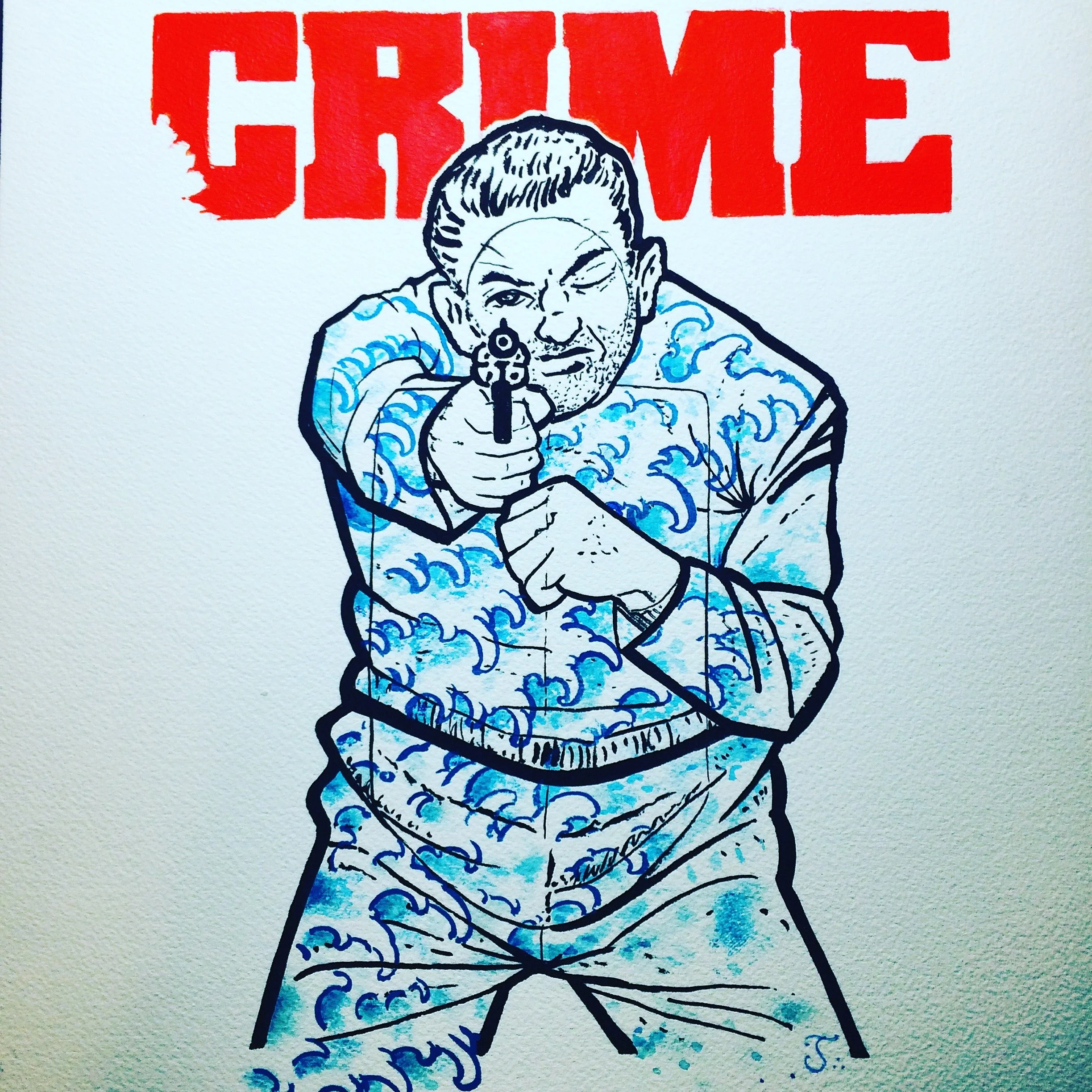 Crime Wave Poster Target Hokusai Wave Tribute Poster Shooting Gallery artwork by  Los Angels Jeffery Page