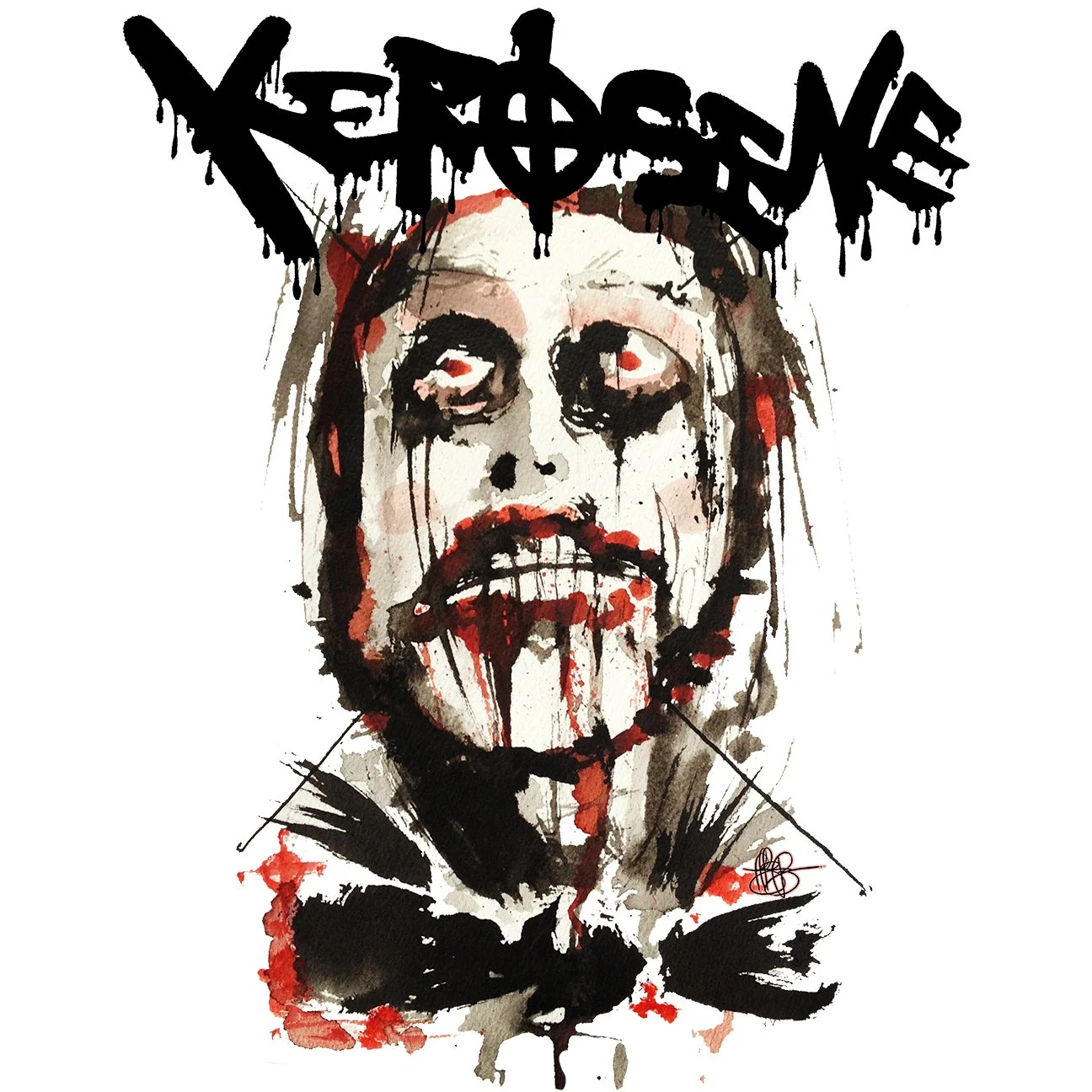 Kerosene Ink Drawing Hard To SMile by Jeffery Page Los Angeles Artist