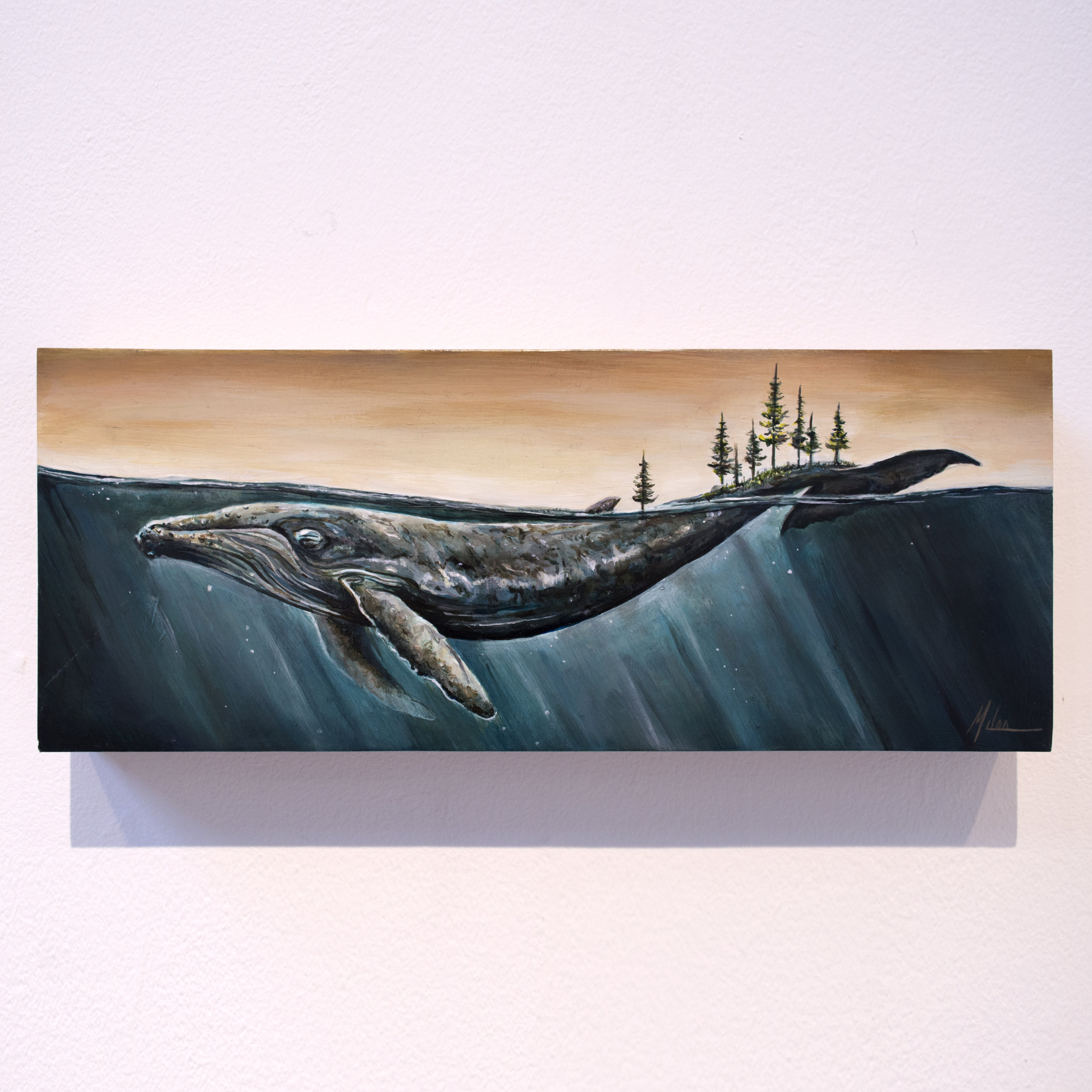   Island Carrier   acrylic on panel  15” x 6” 