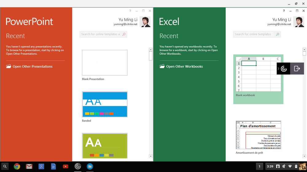  Virtual apps (Microsoft Word and Excel 2013) on Chromebook 