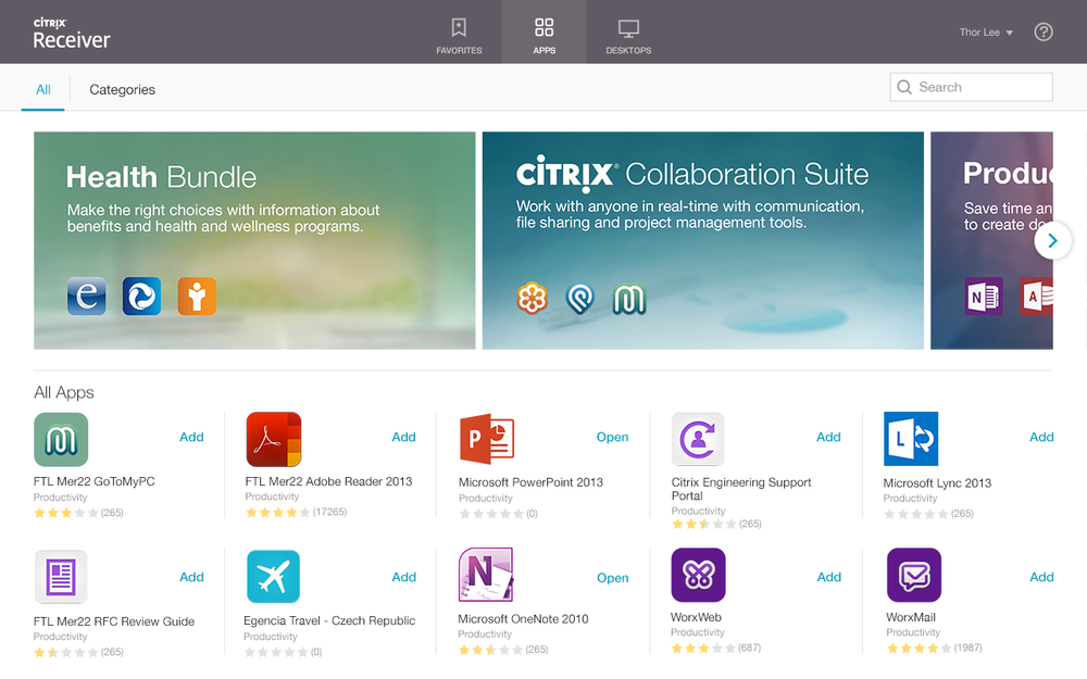  Citrix Receiver for web, Apps 