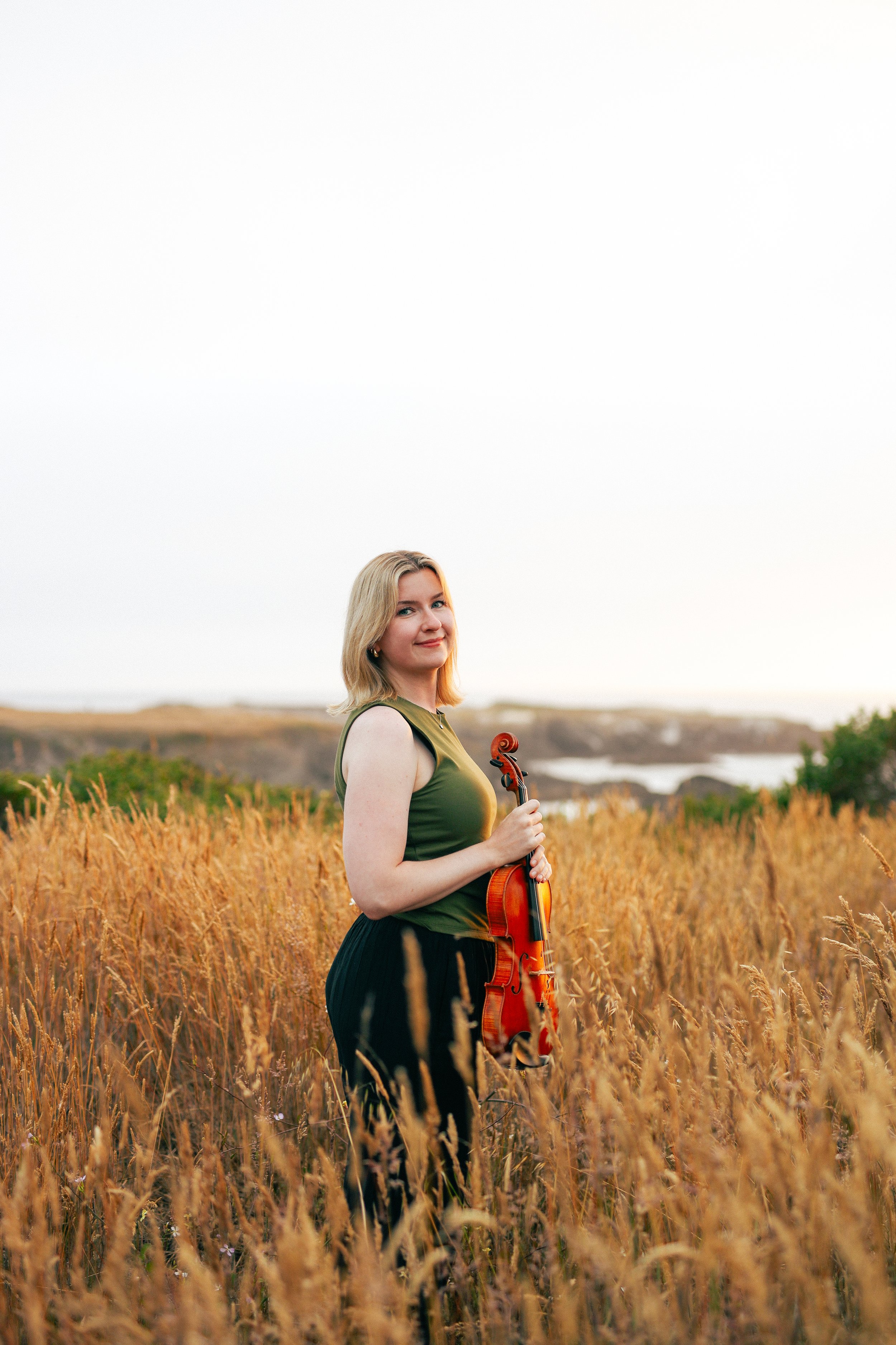 violinist headshot in nature
