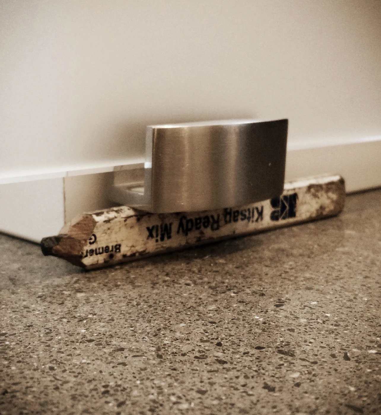 hmm we need this guide to be mounted one Kitsap Ready Mix pencil height off the floor... (I did use this picture to help me fab the bracket).