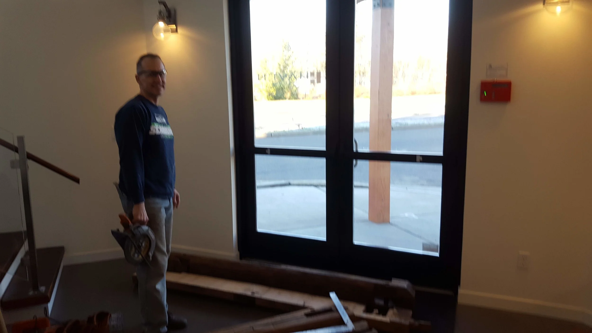 Sean looks so safe! The beams need only a a little trimming. But somehow it took so long! Was it my measuring or his cutting? Is it just an example of why we work so well together?