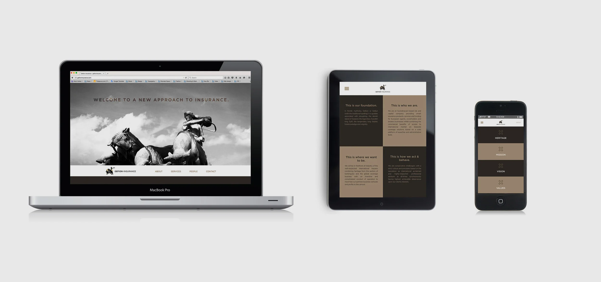 Website design and branding of Gefion Insurance's online presence