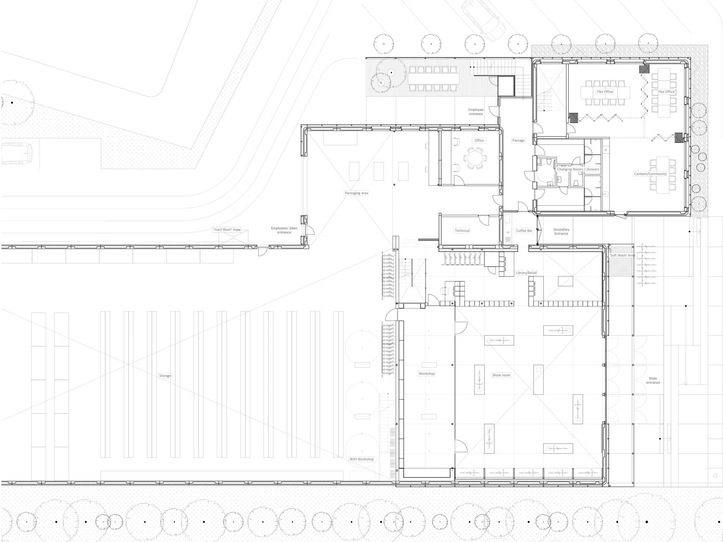 Plan, Ground floor, 1:150