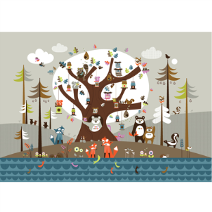 Oak Tree wall mural by Isak.com. Scandinavians seem to do this sort of silouette book illustration&nbsp;best.