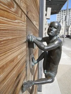 Look at this for an over zealous door handle.. A weird crawling man - don't ask from where, I really I don't know (Pinterest strikes again). It's crazily ambitious as a door pull and someone clearly spent a lot of time and money conceiving it. Whether that was advisable I will leave to the beholder. 