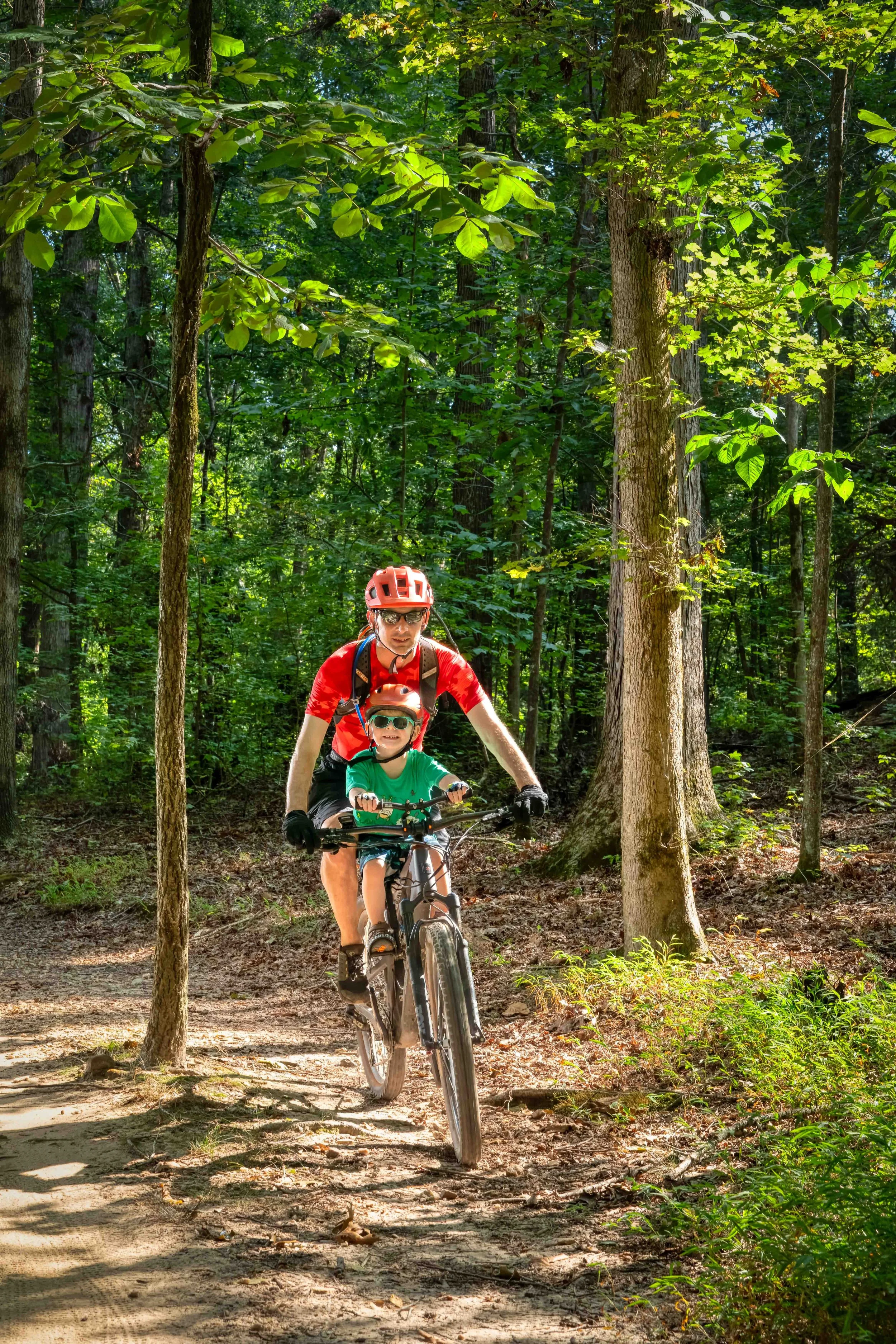 Father and son with Kids Ride Shotgun at Haw Creek Park