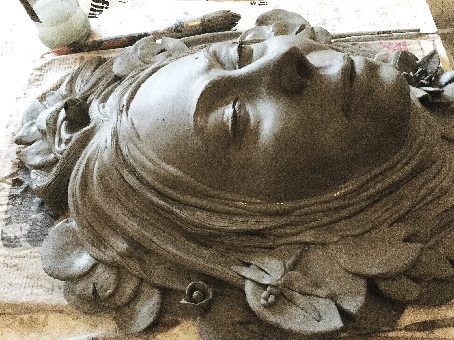 Ophelia, In Progress, Ceramic Mask