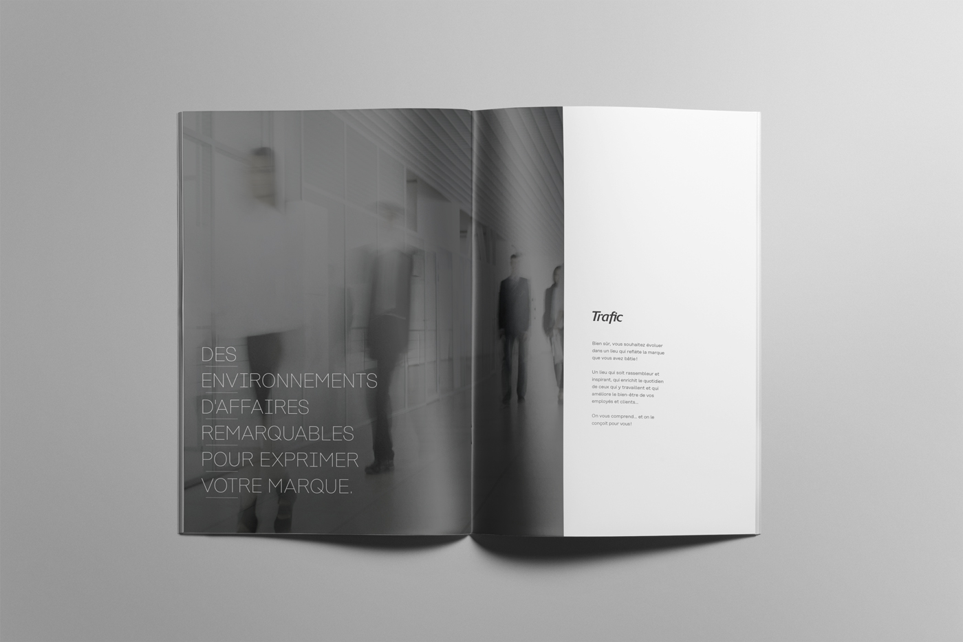 Double page de la brochure corporative pour trafic.