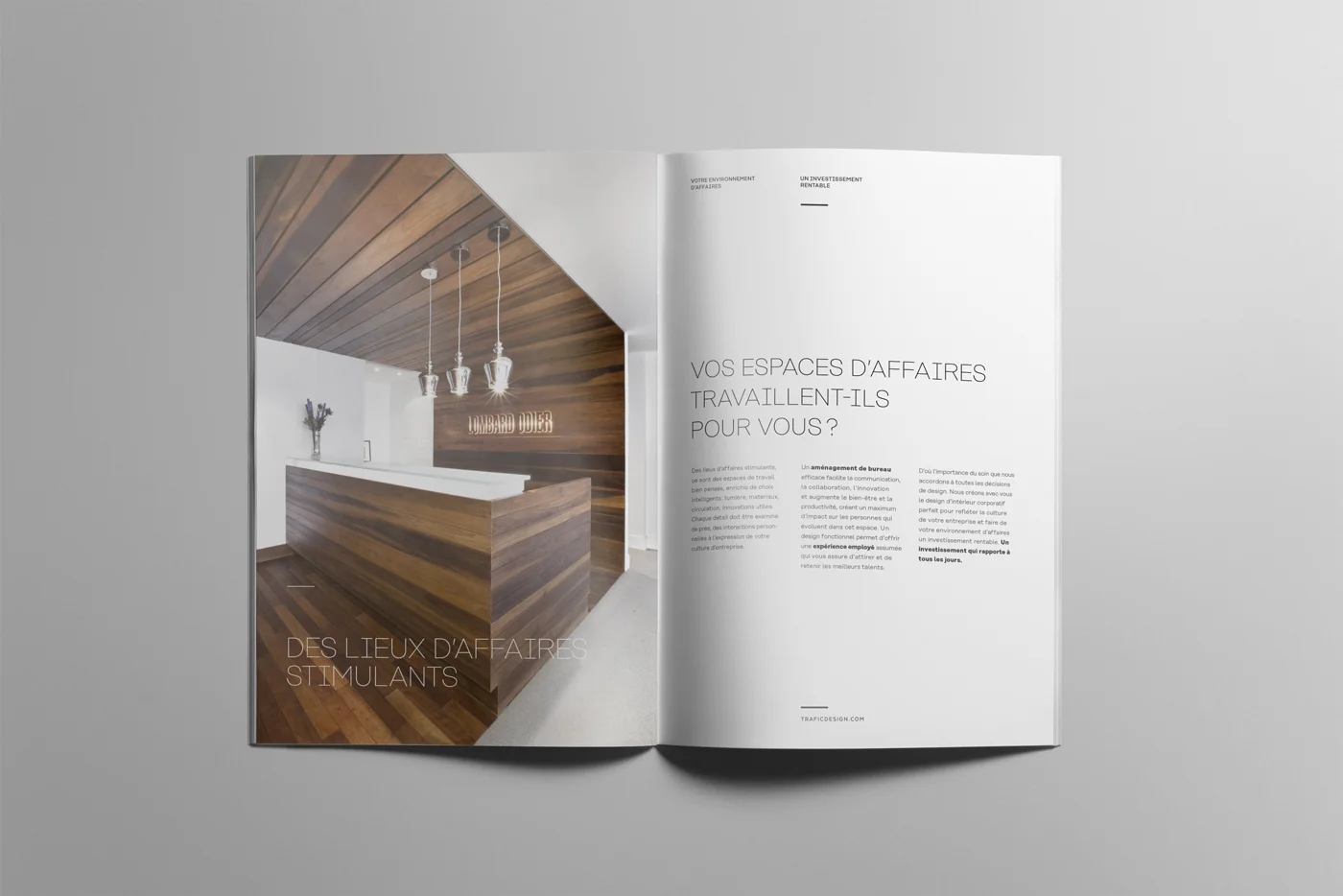 Double page de la brochure corporative Trafic.