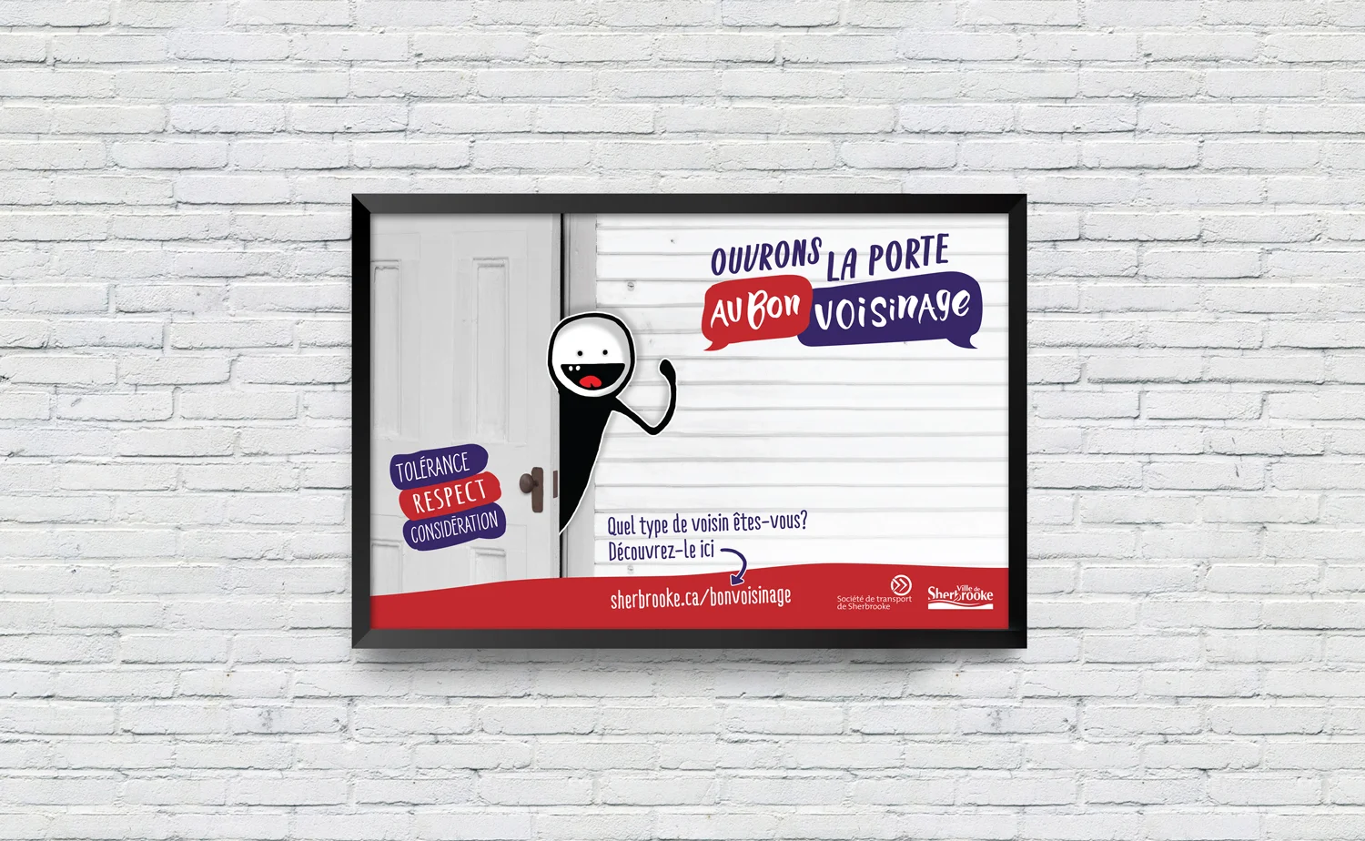 Affiche pour la campagne Bon Voisinage de la Ville de Sherbrooke