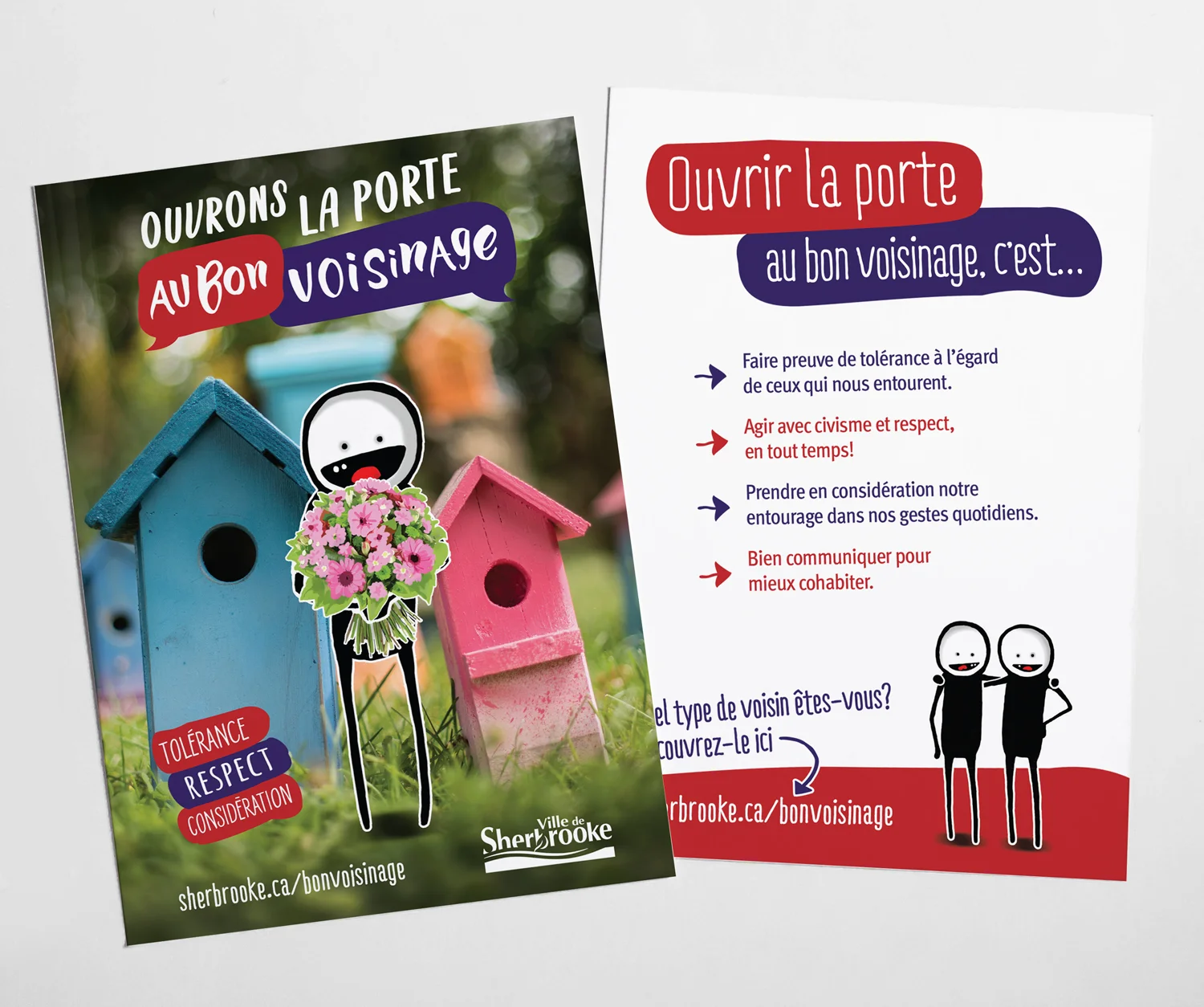Carton recto/verso de la campagne Bon voisinage