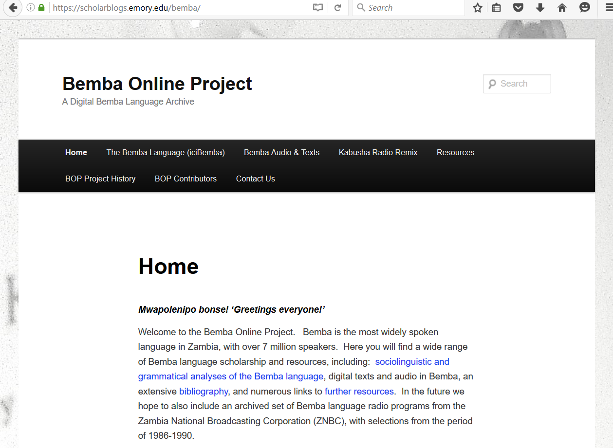 Bemba Online Project