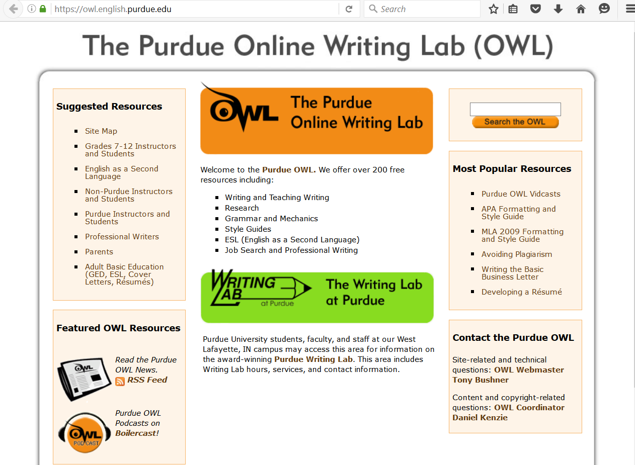 The Purdue Online Writing Lab