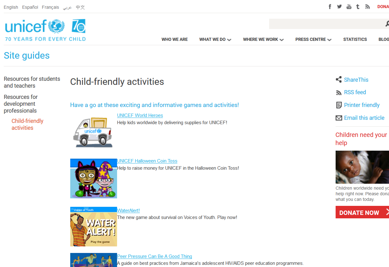 UNICEF Child-friendly activities