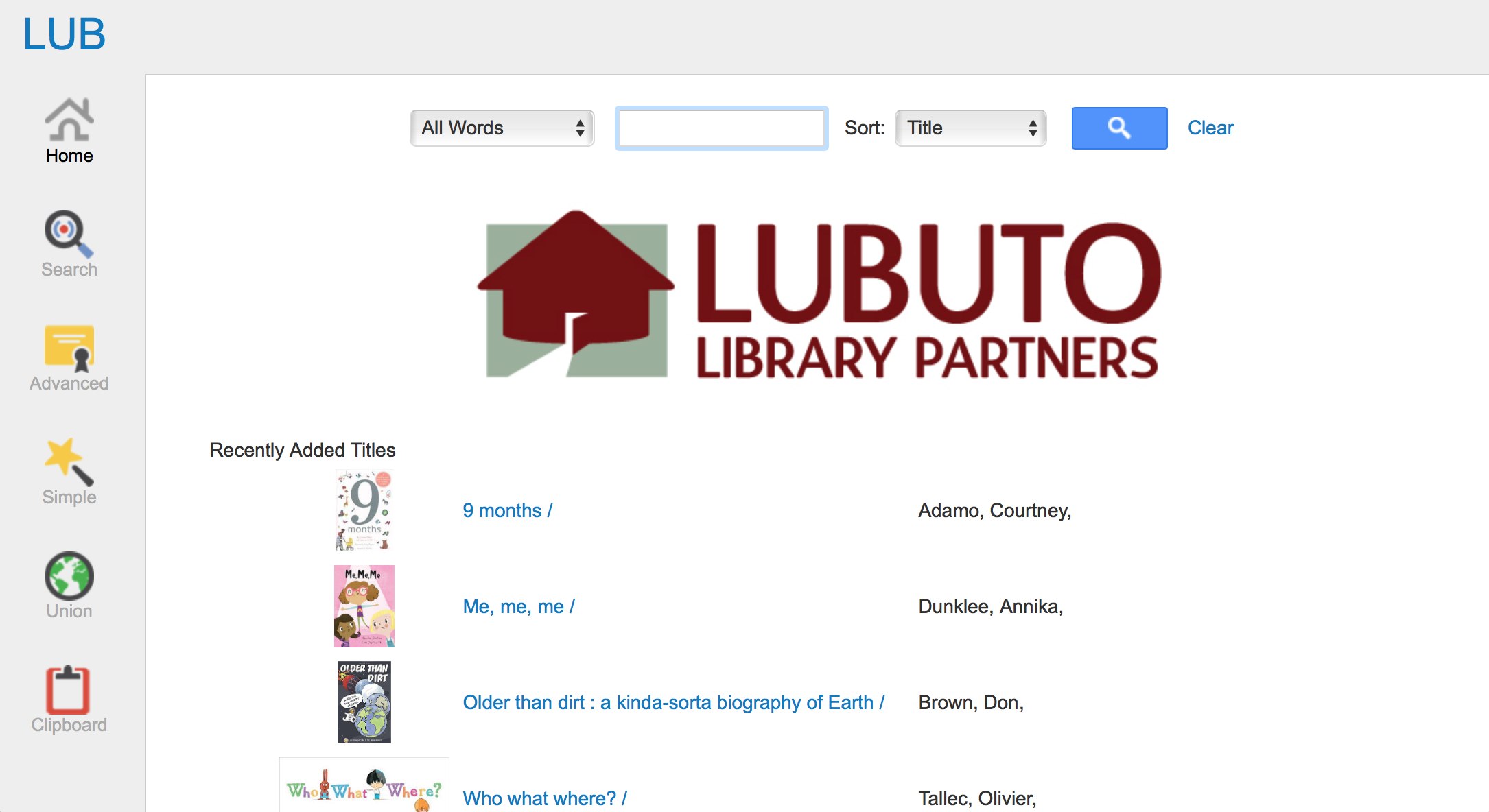 Search the Lubuto Library catalog